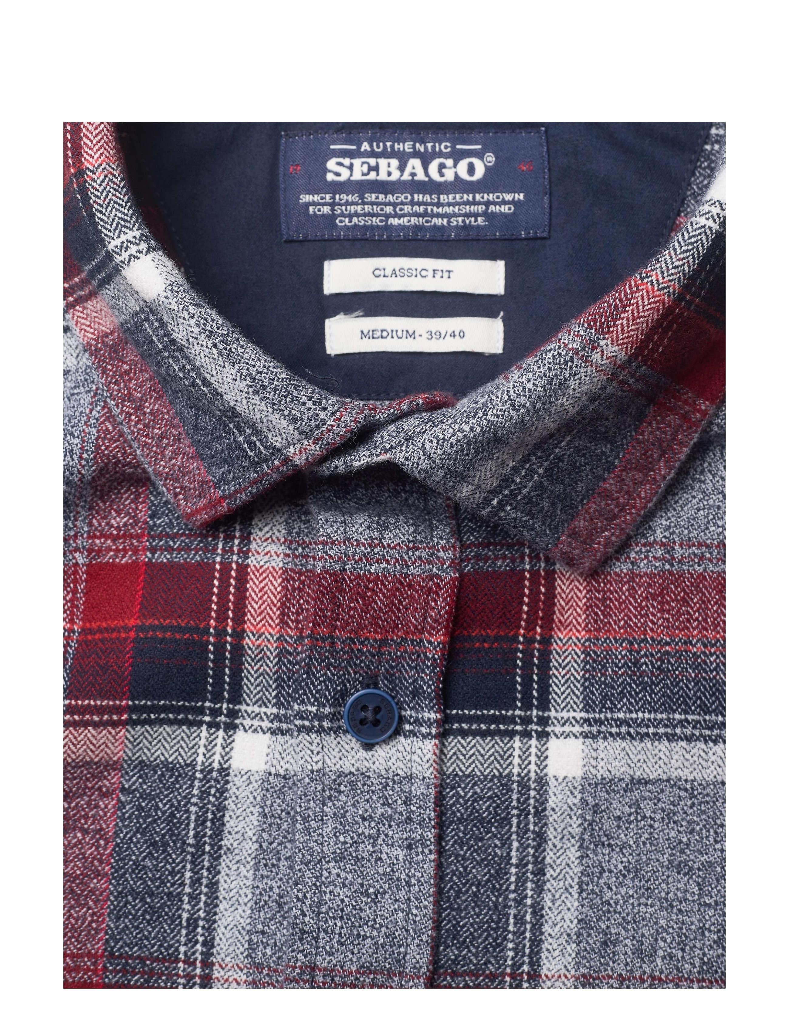 Sebago - Twisted Yarn Checked Shirt - navy/red - 3