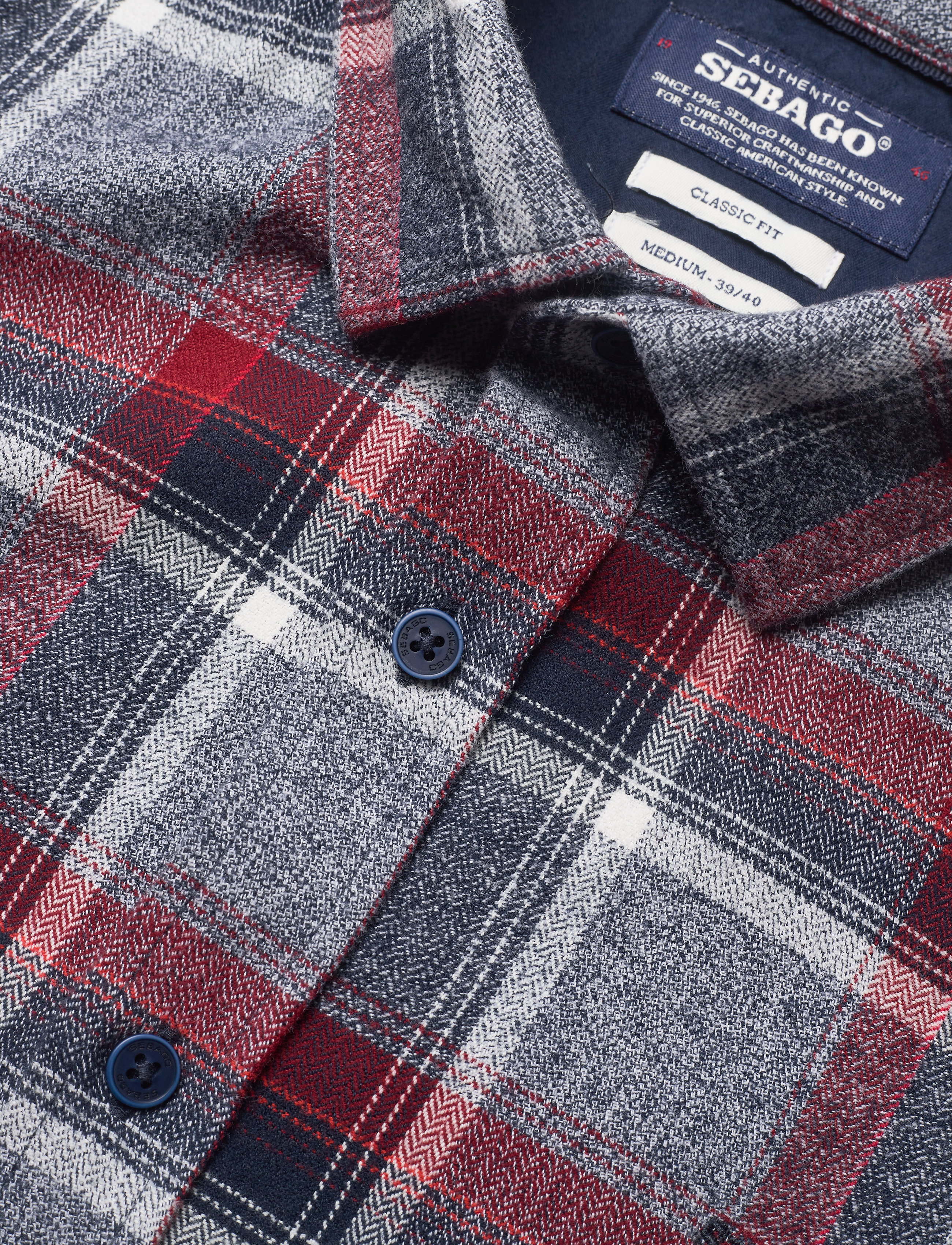Sebago - Twisted Yarn Checked Shirt - navy/red - 2