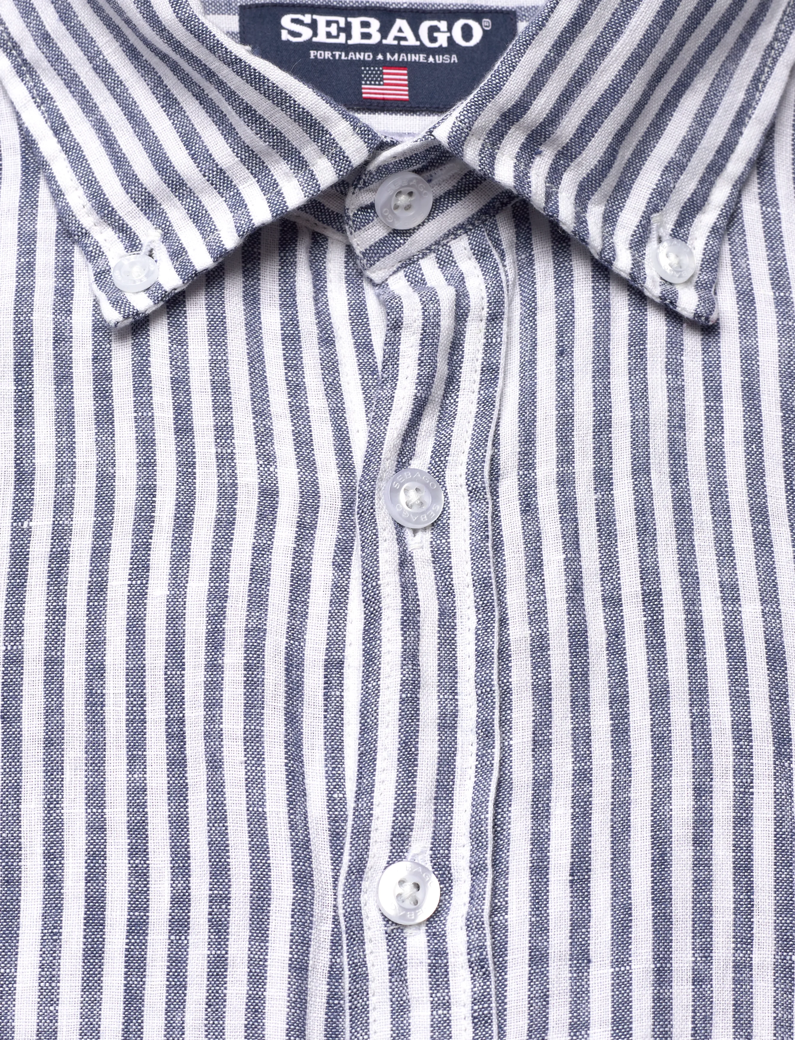 Sebago - Linen Shirt - hørskjorter - navy/white - 2