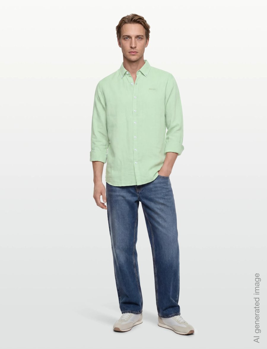 Sebago - Linen Shirt - linen shirts - popsicle green - 0