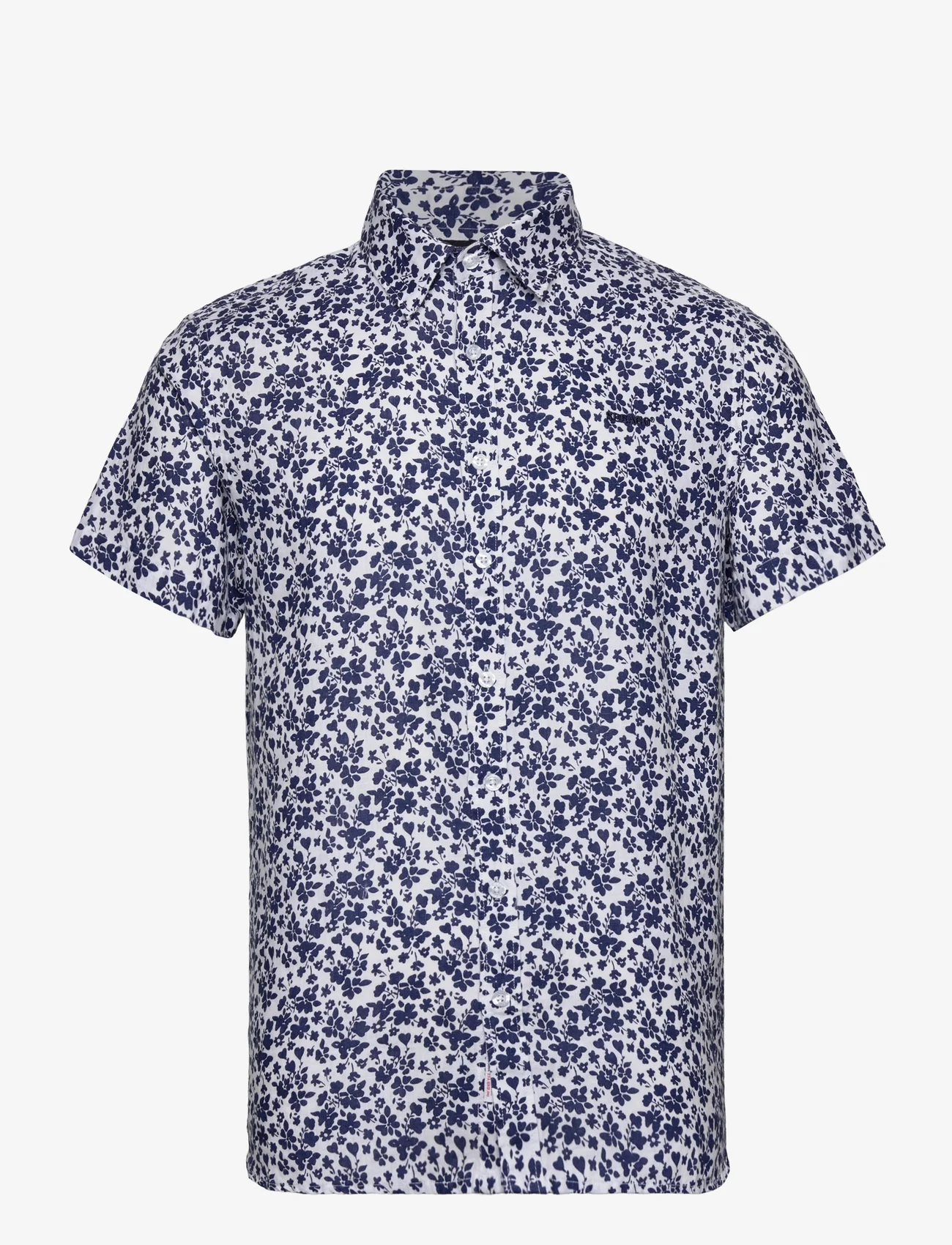Sebago - Linen Shirt Short Sleeve - hørskjorter - blue floral aop - 0