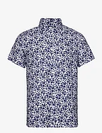 Linen Shirt Short Sleeve - BLUE FLORAL AOP