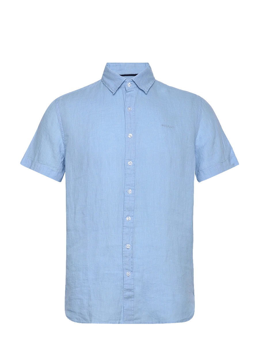 Sebago - Linen Shirt Short Sleeve - linneskjortor - light blue - 0