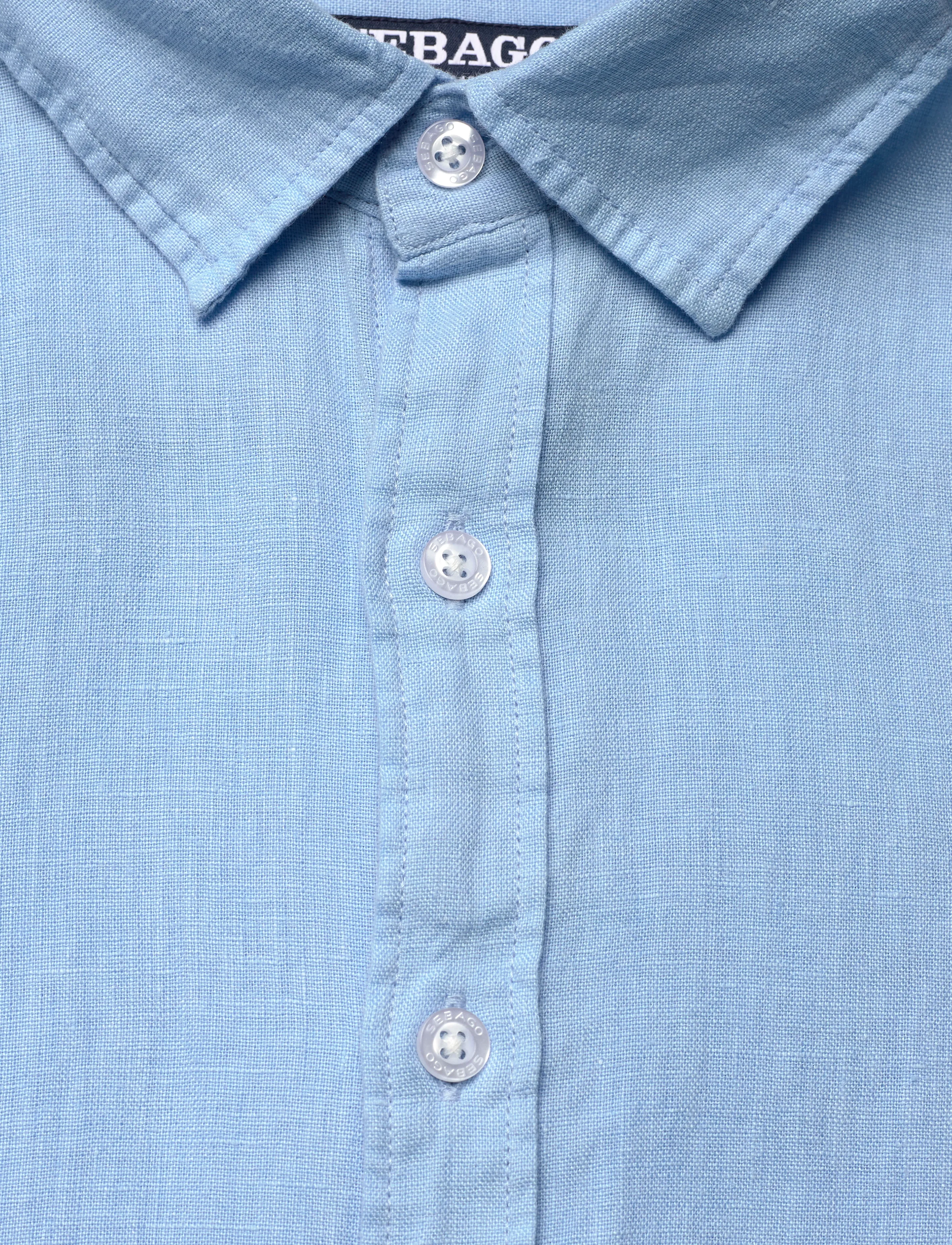Sebago - Linen Shirt Short Sleeve - linneskjortor - light blue - 2