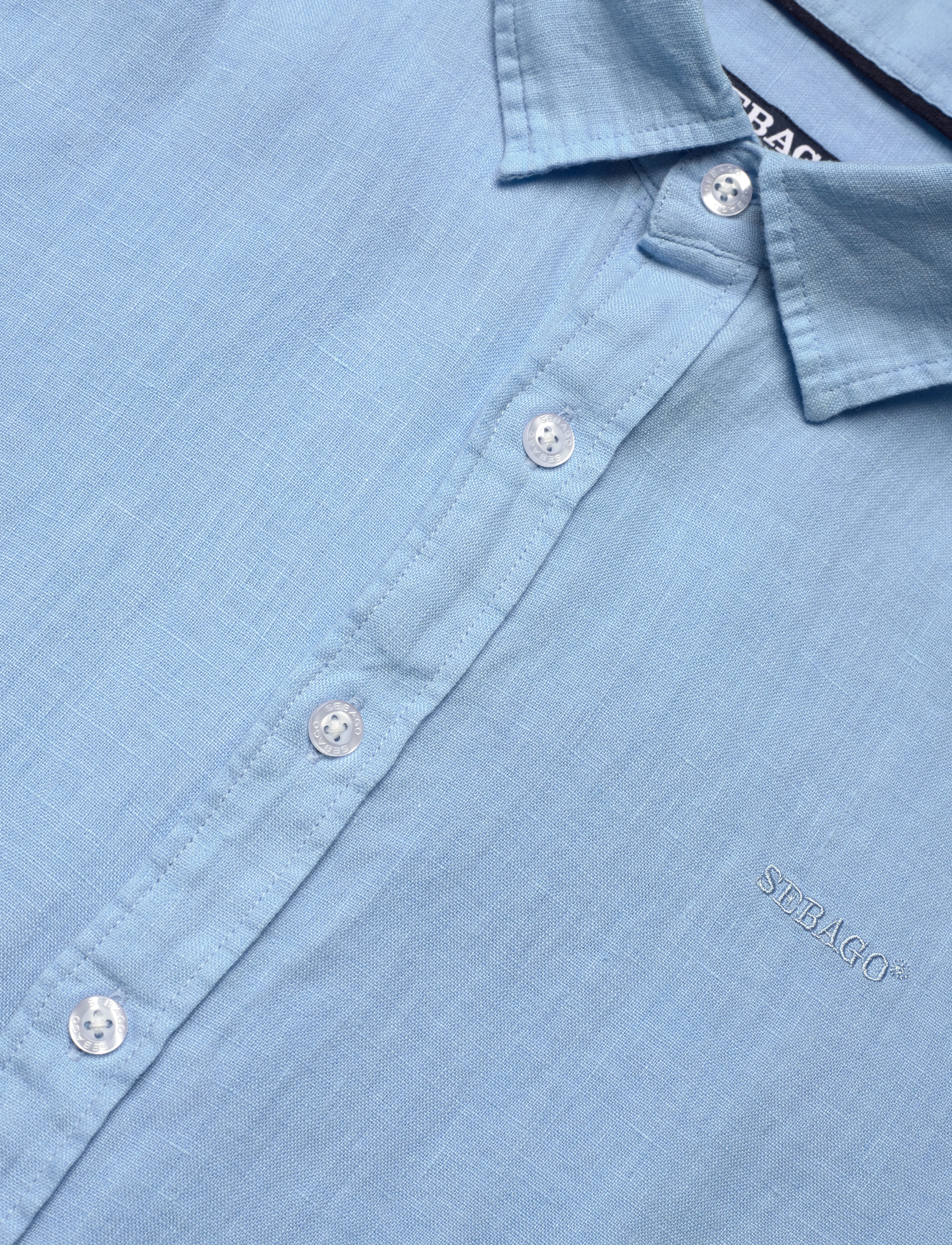 Sebago - Linen Shirt Short Sleeve - linneskjortor - light blue - 3
