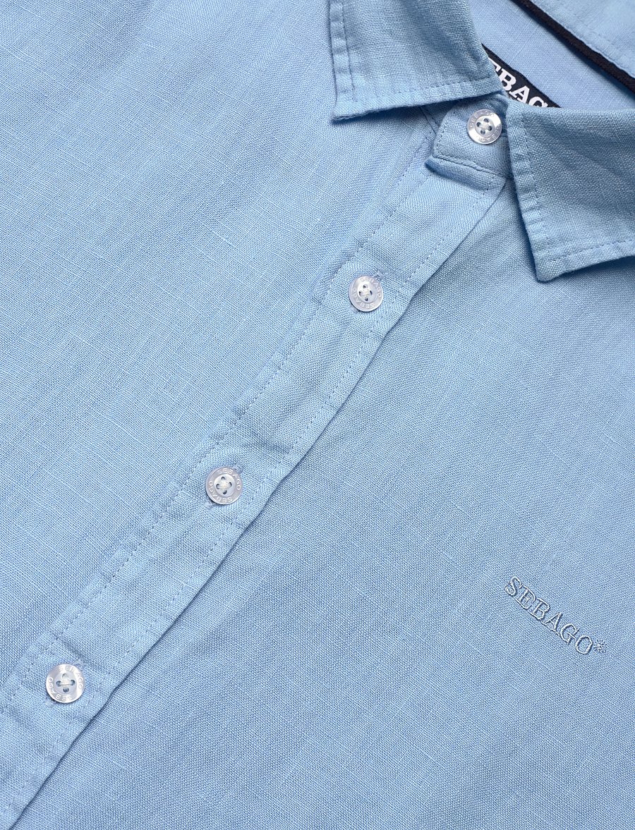 Sebago - Linen Shirt Short Sleeve - linneskjortor - light blue - 3