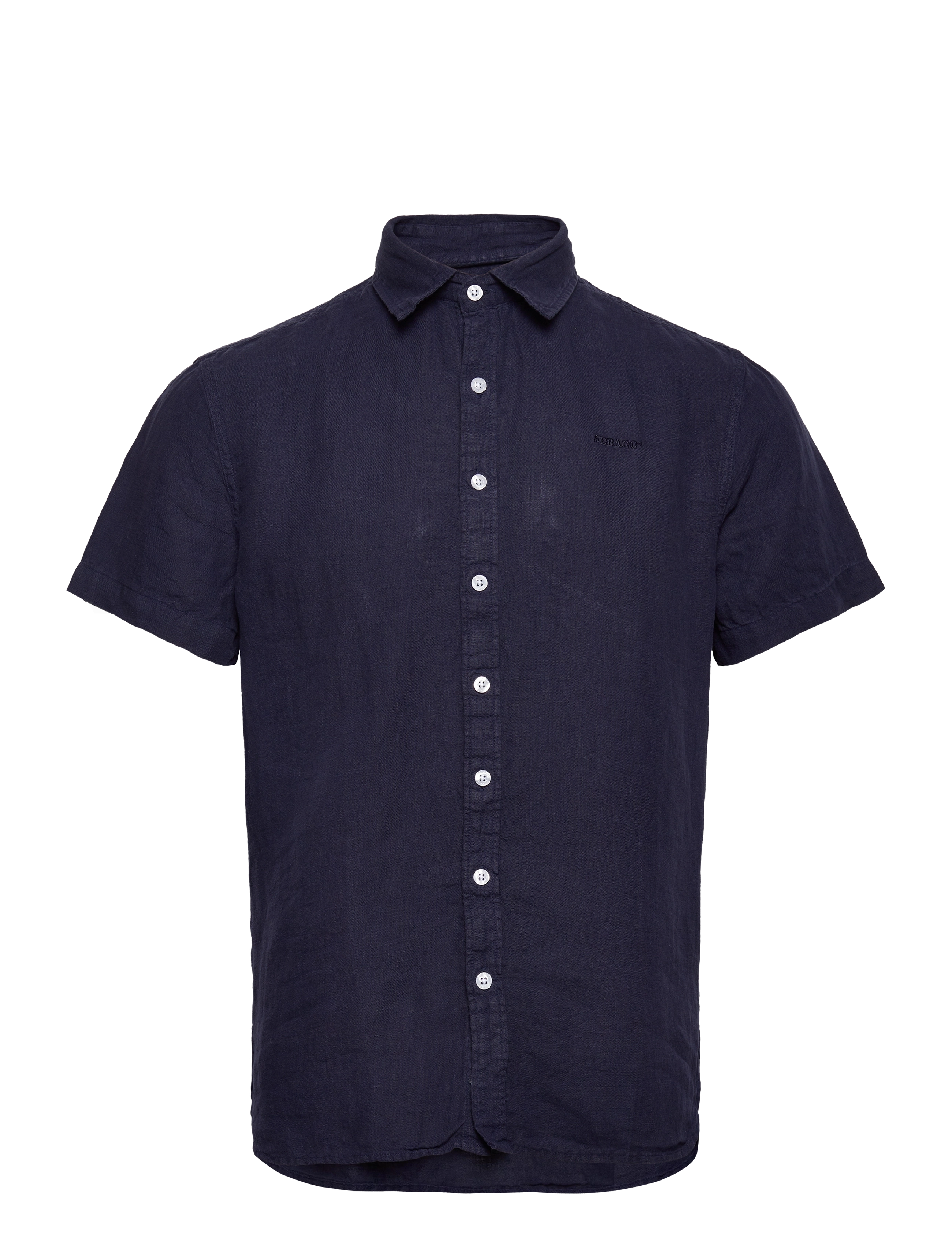 Sebago Linen Shirt Short Sleeve, S, Shirts, Marineblau - Short-sleeved, Männerswear