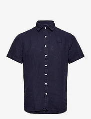 Sebago - Linen Shirt Short Sleeve - hørskjorter - navy - 0