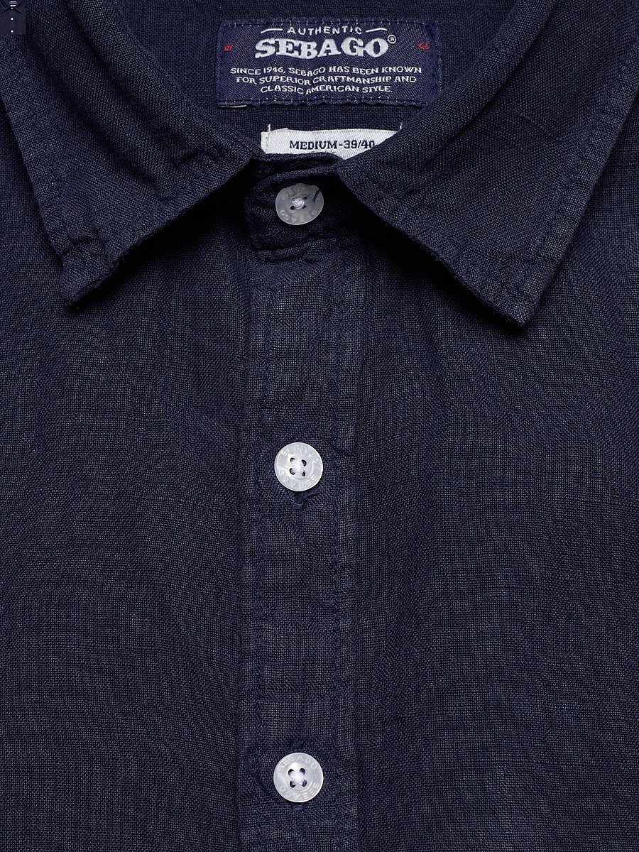 Sebago - Linen Shirt Short Sleeve - lininiai marškiniai - navy - 3