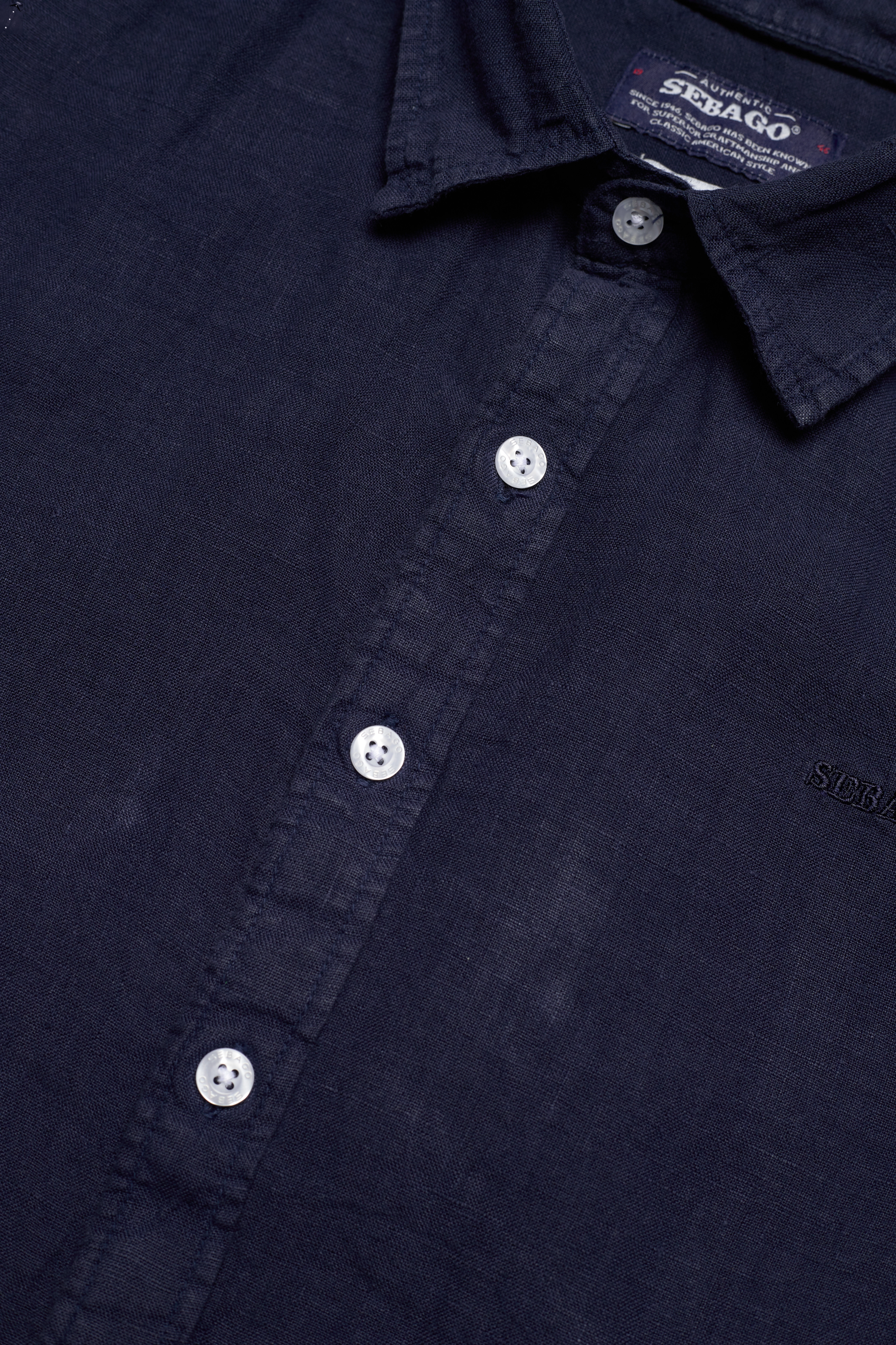 Sebago - Linen Shirt Short Sleeve - lininiai marškiniai - navy - 4