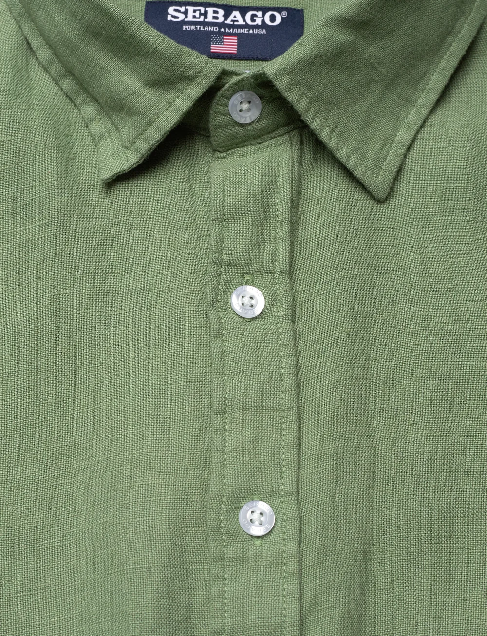 Sebago - Linen Shirt Short Sleeve - pellavakauluspaidat - olive - 2