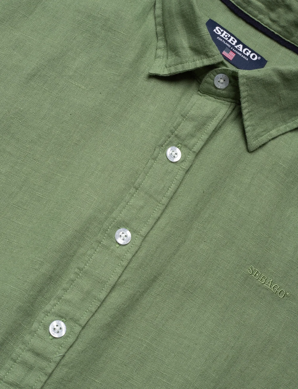 Sebago - Linen Shirt Short Sleeve - pellavakauluspaidat - olive - 3