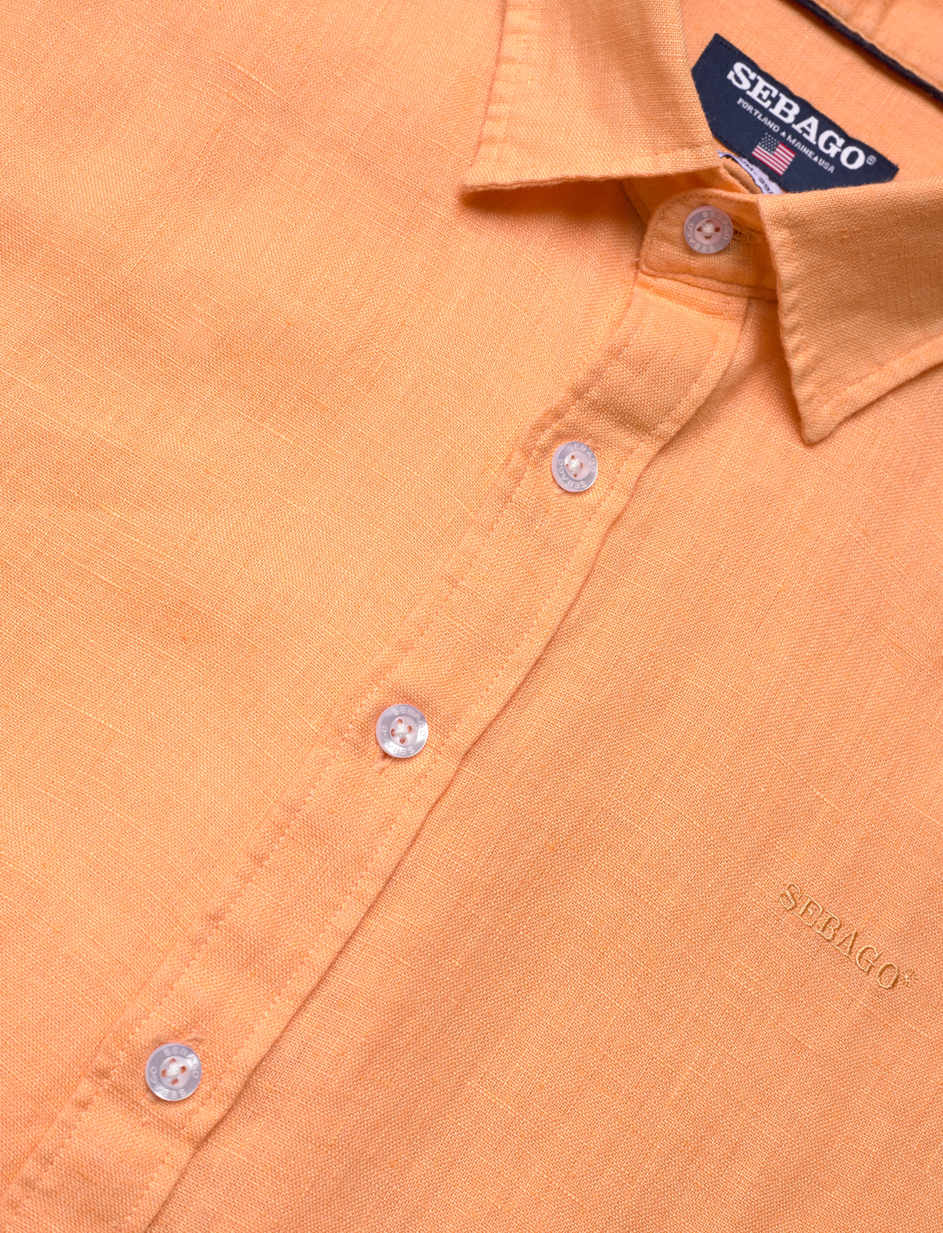 Sebago - Linen Shirt Short Sleeve - lina krekli - peach - 3