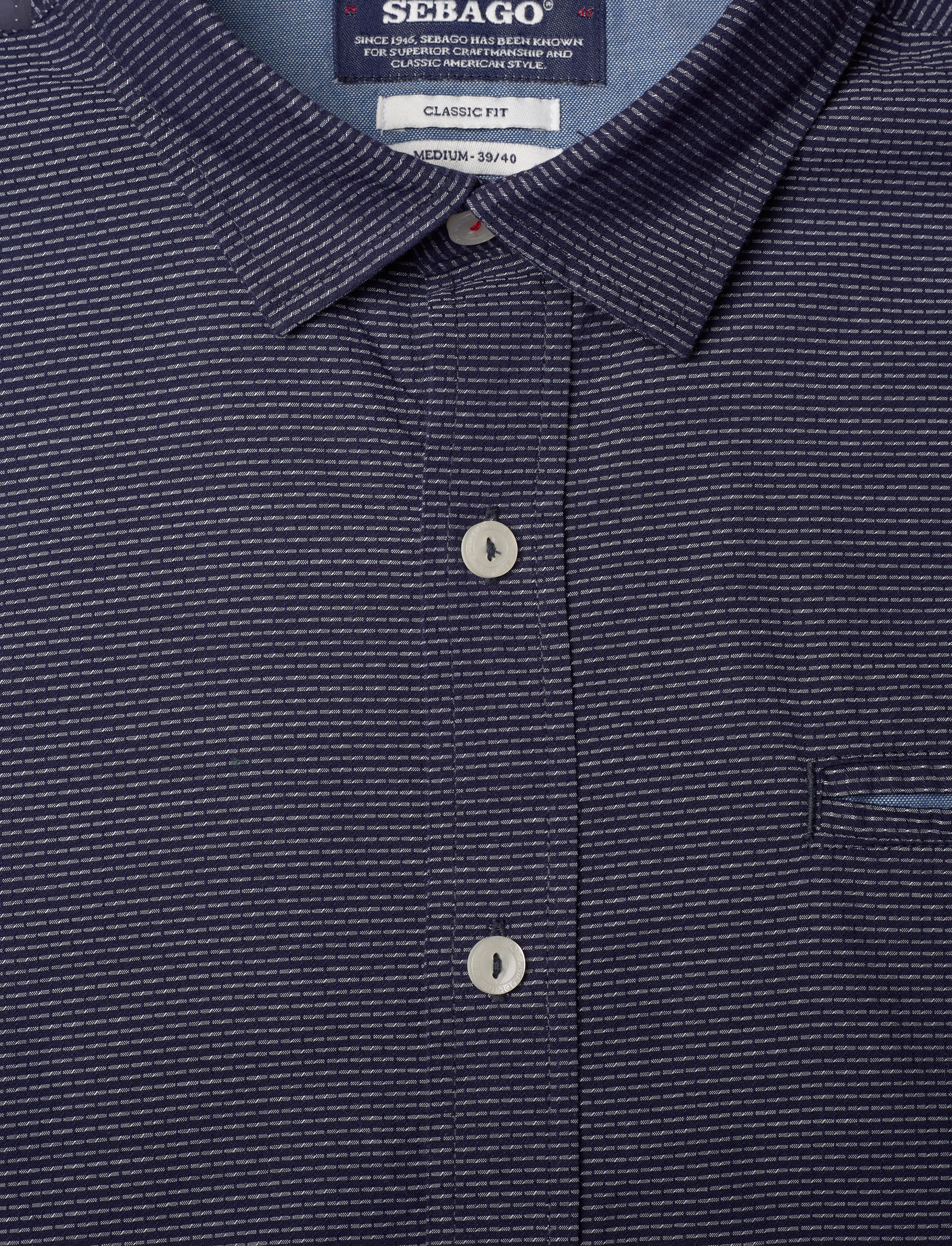 Sebago - Dobby Striped Shirt - navy - 2