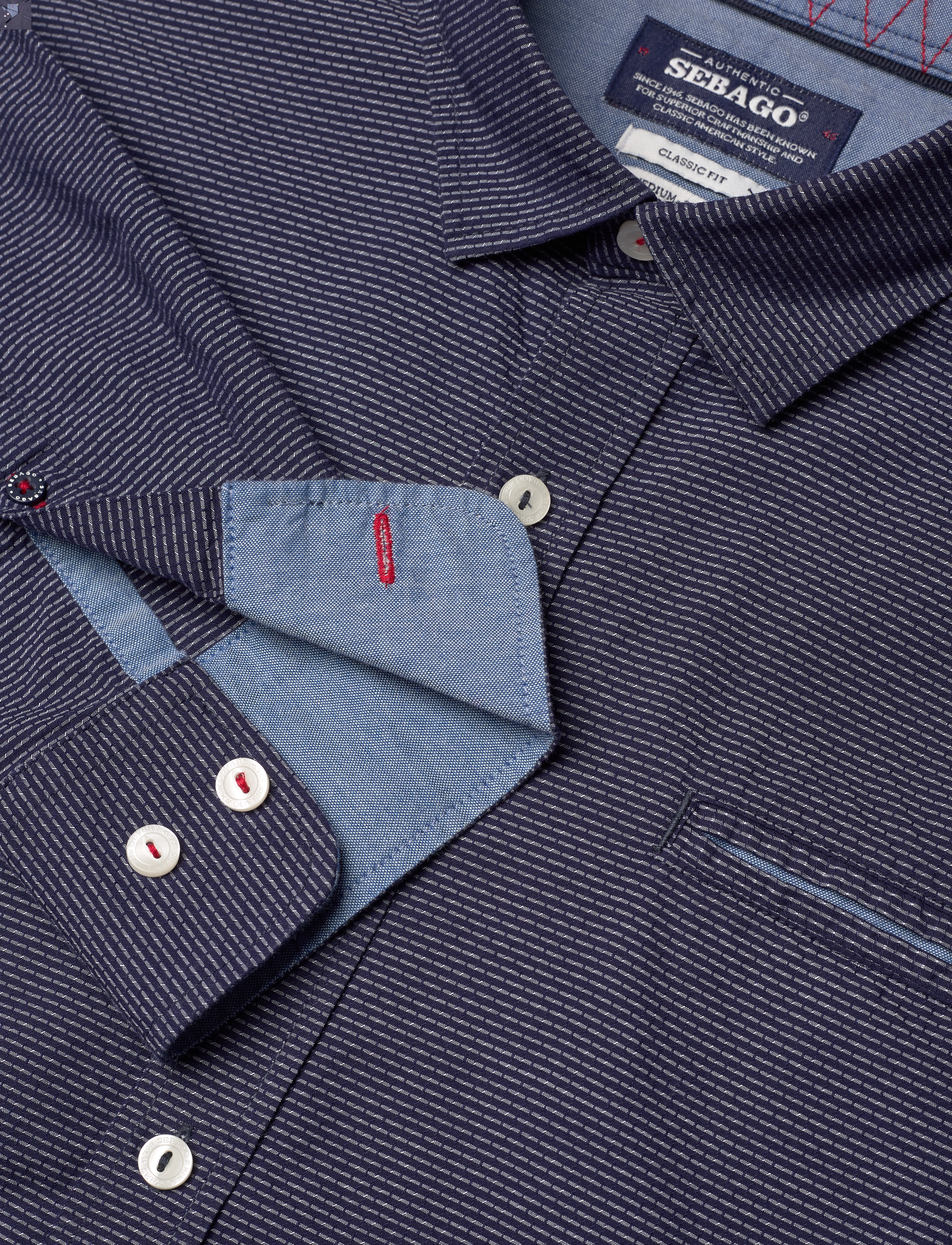 Sebago - Dobby Striped Shirt - navy - 3