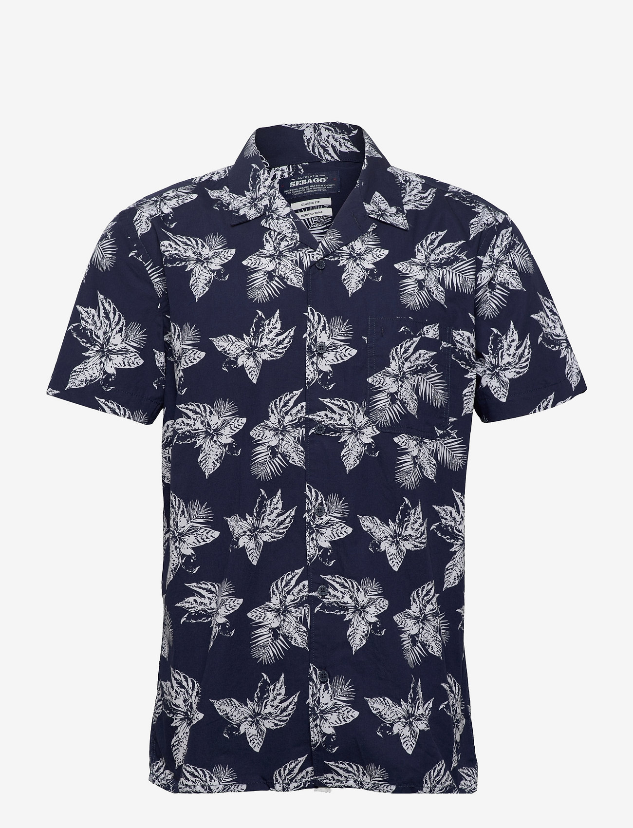 Sebago - Tropical Short Sleeve Shirt - kortermede skjorter - navy print - 0