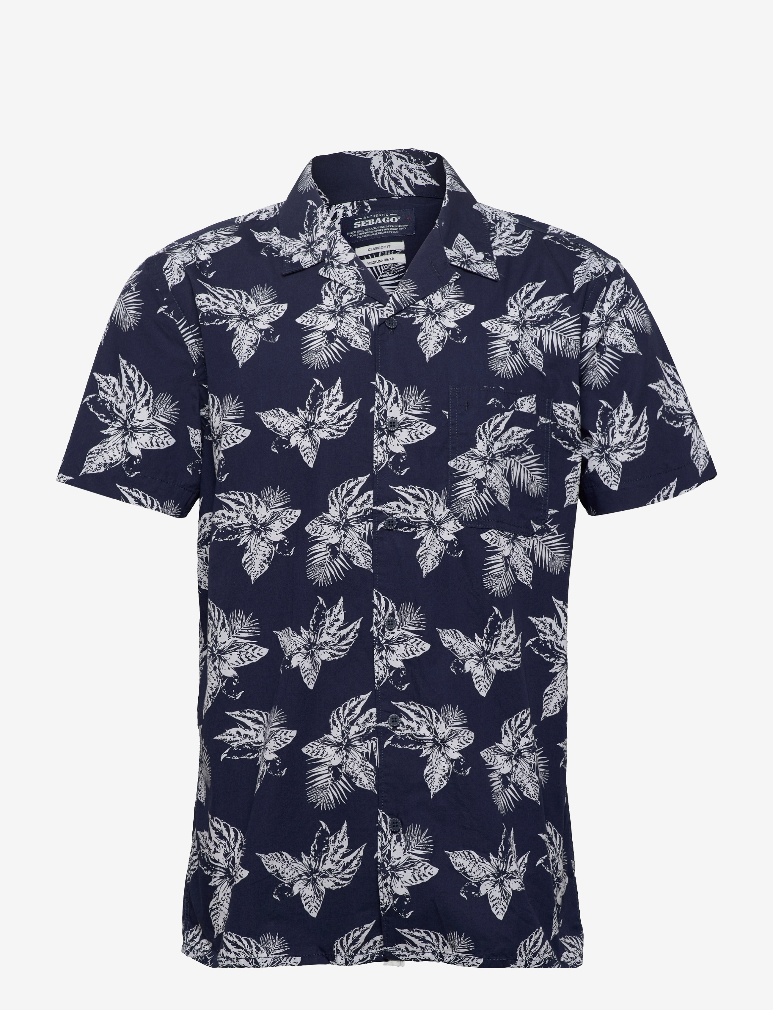 Sebago - Tropical Short Sleeve Shirt - navy print - 0