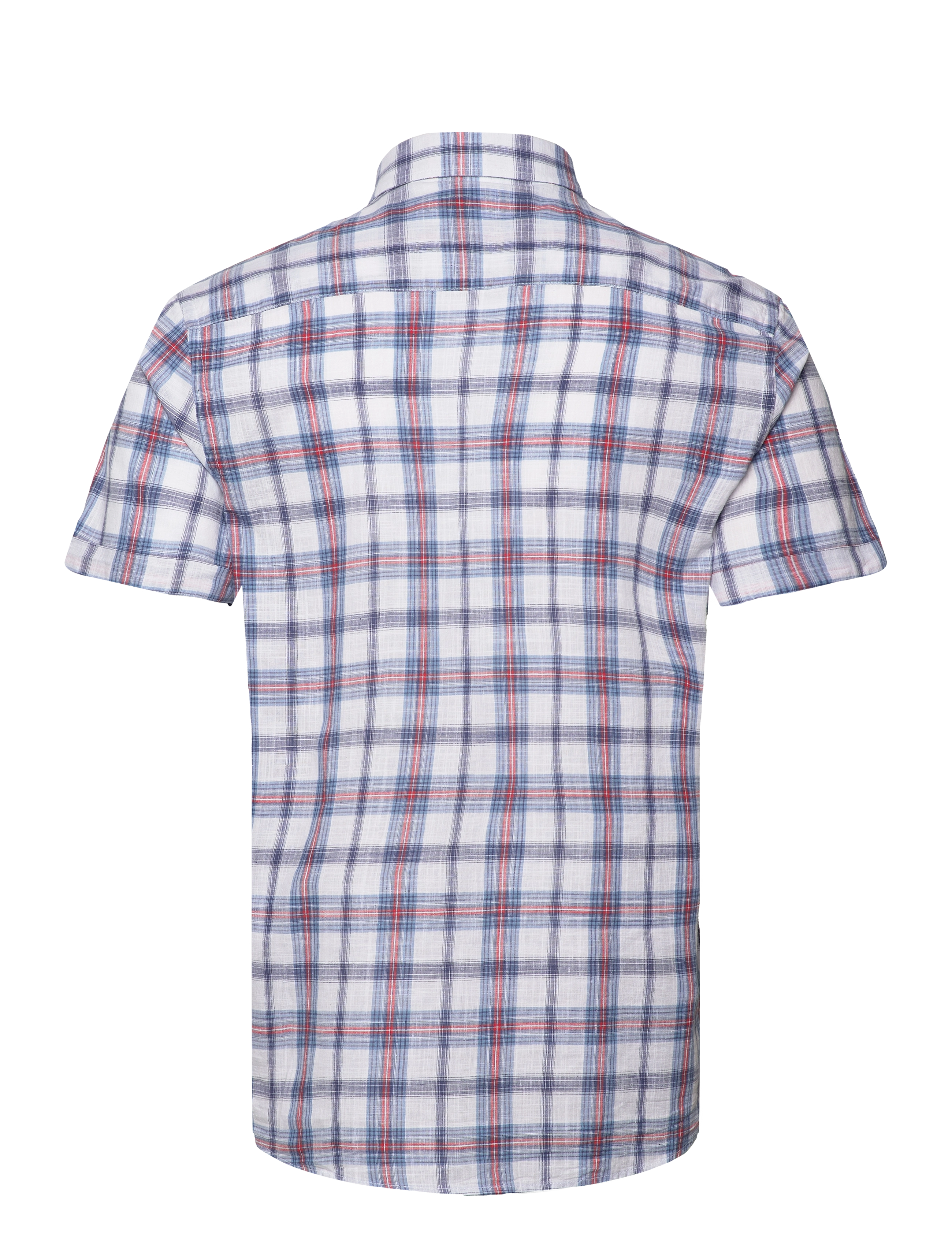 Sebago - Short Sleeve Slub Check Shirt - white/navy - 1