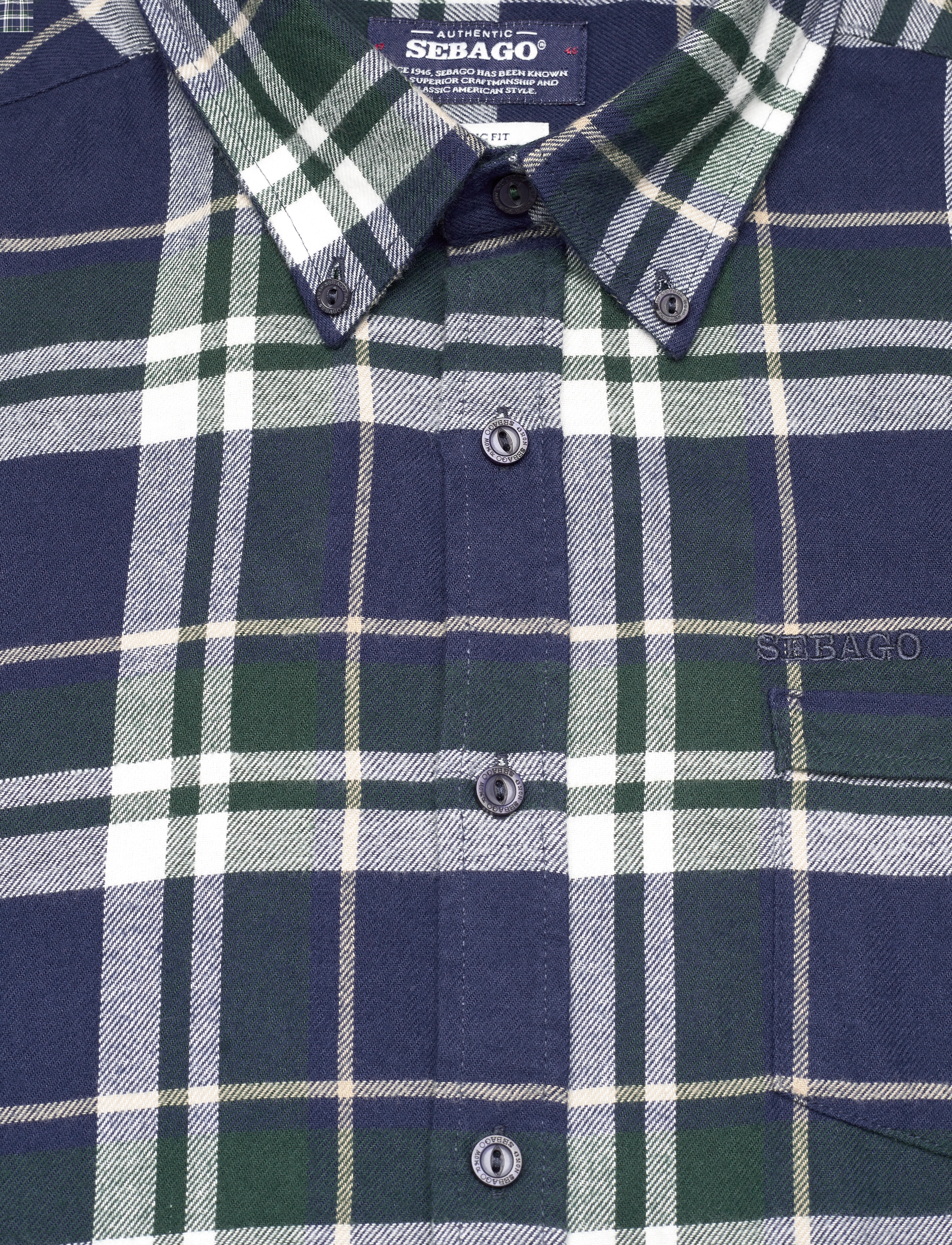 Sebago - Tom Flannel Check Shirt - navy/green - 2