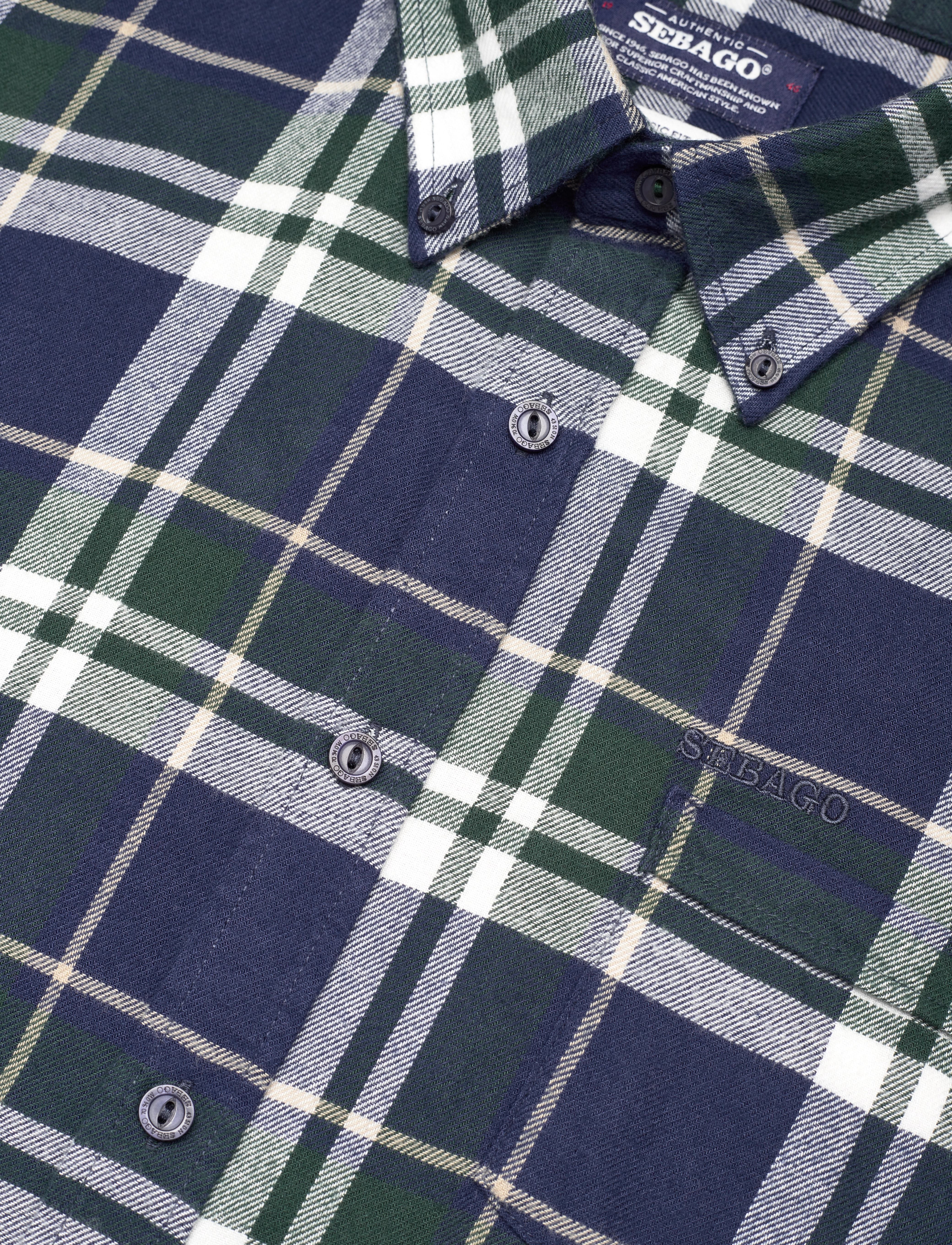 Sebago - Tom Flannel Check Shirt - navy/green - 3