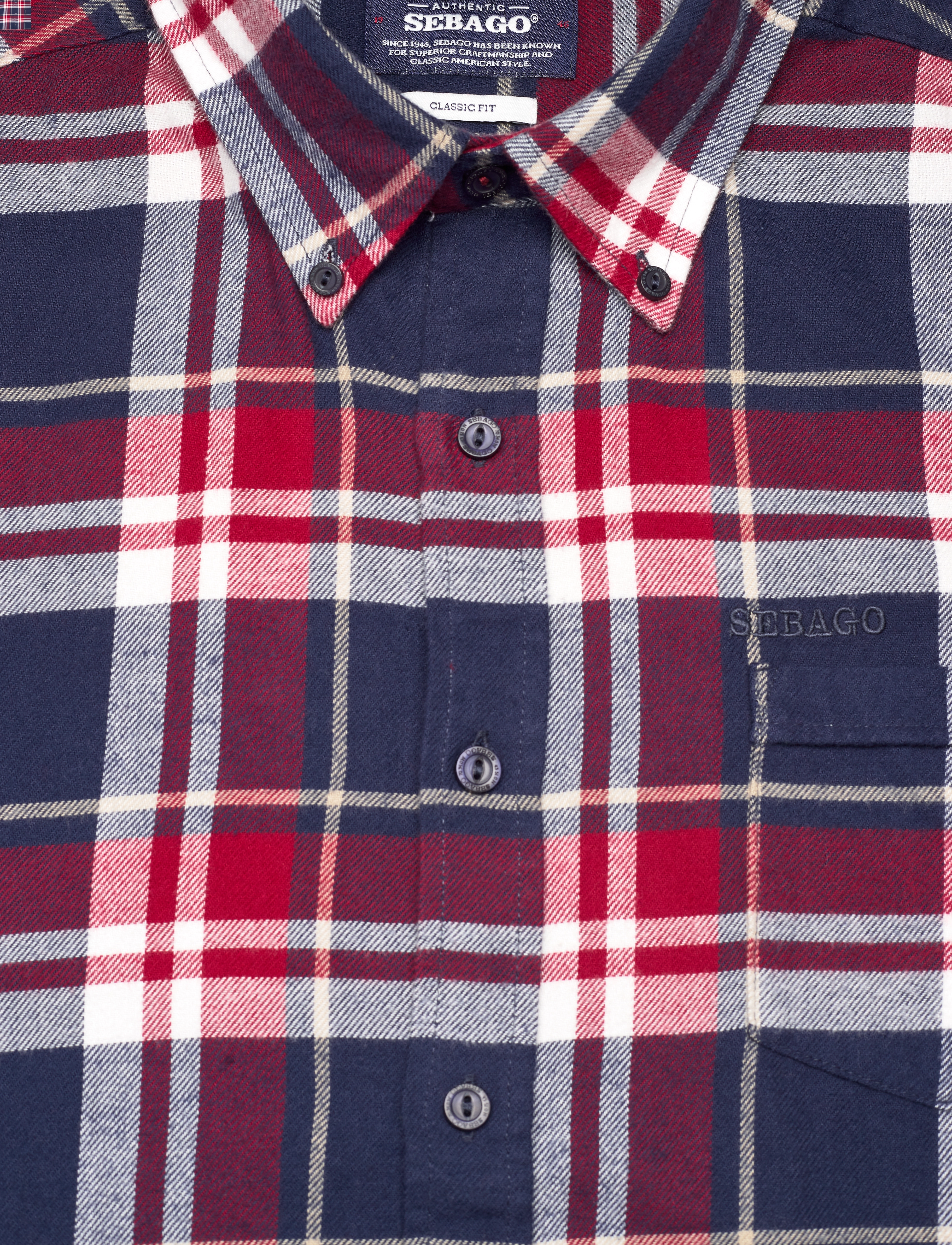 Sebago - Tom Flannel Check Shirt - navy/red - 2