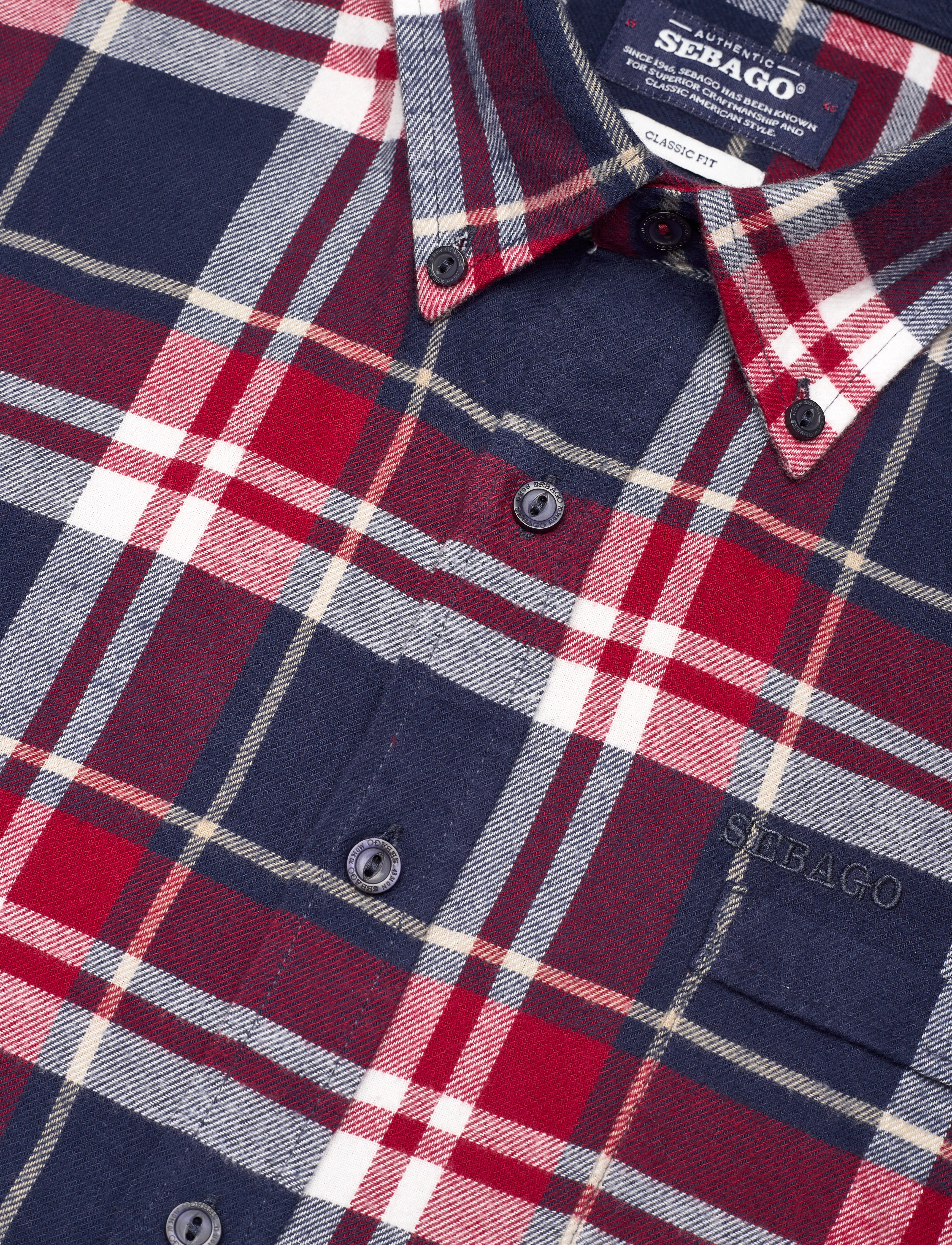 Sebago - Tom Flannel Check Shirt - navy/red - 3