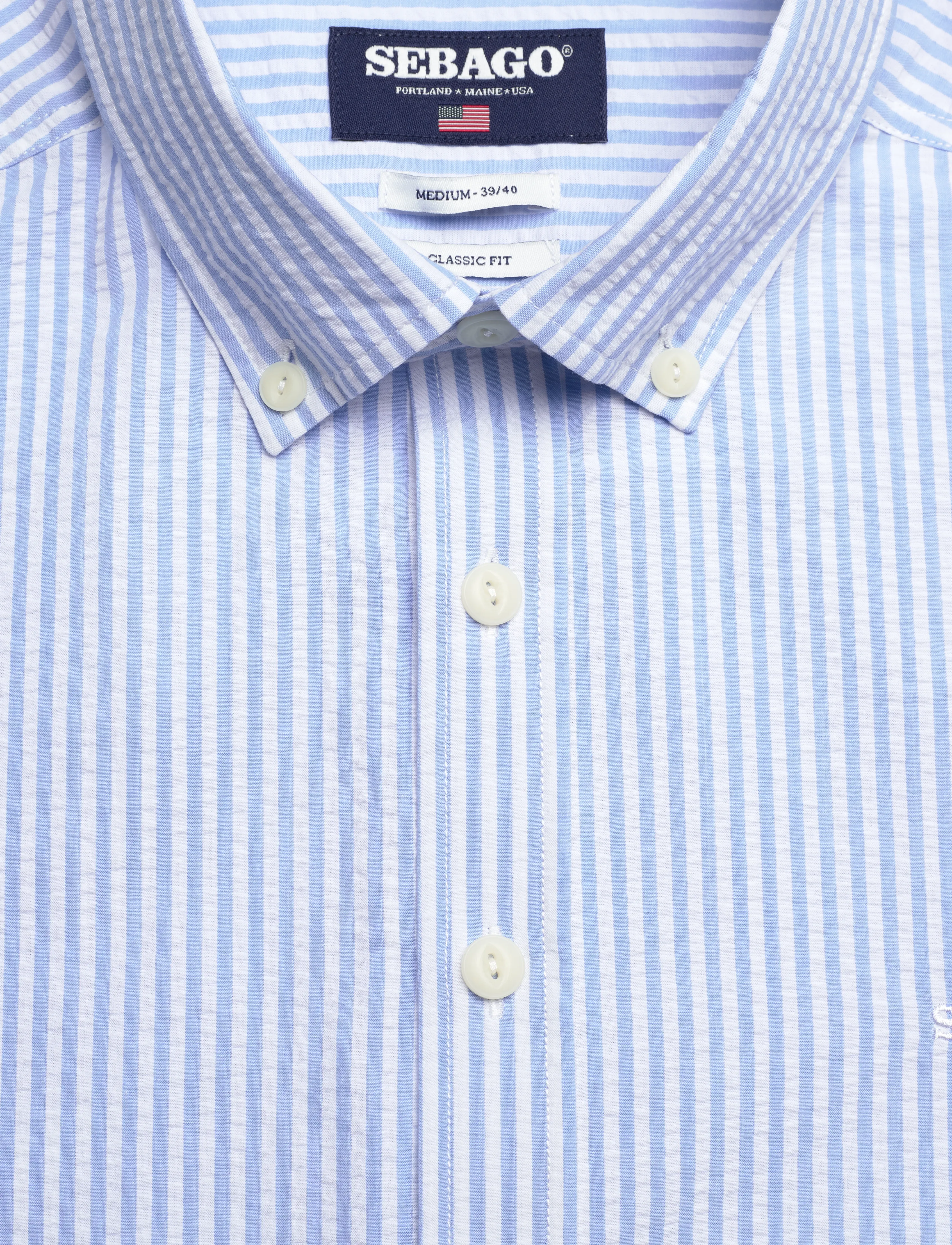Sebago - Seersucker BD Shirt - casual skjortor - lt. blue/white - 2