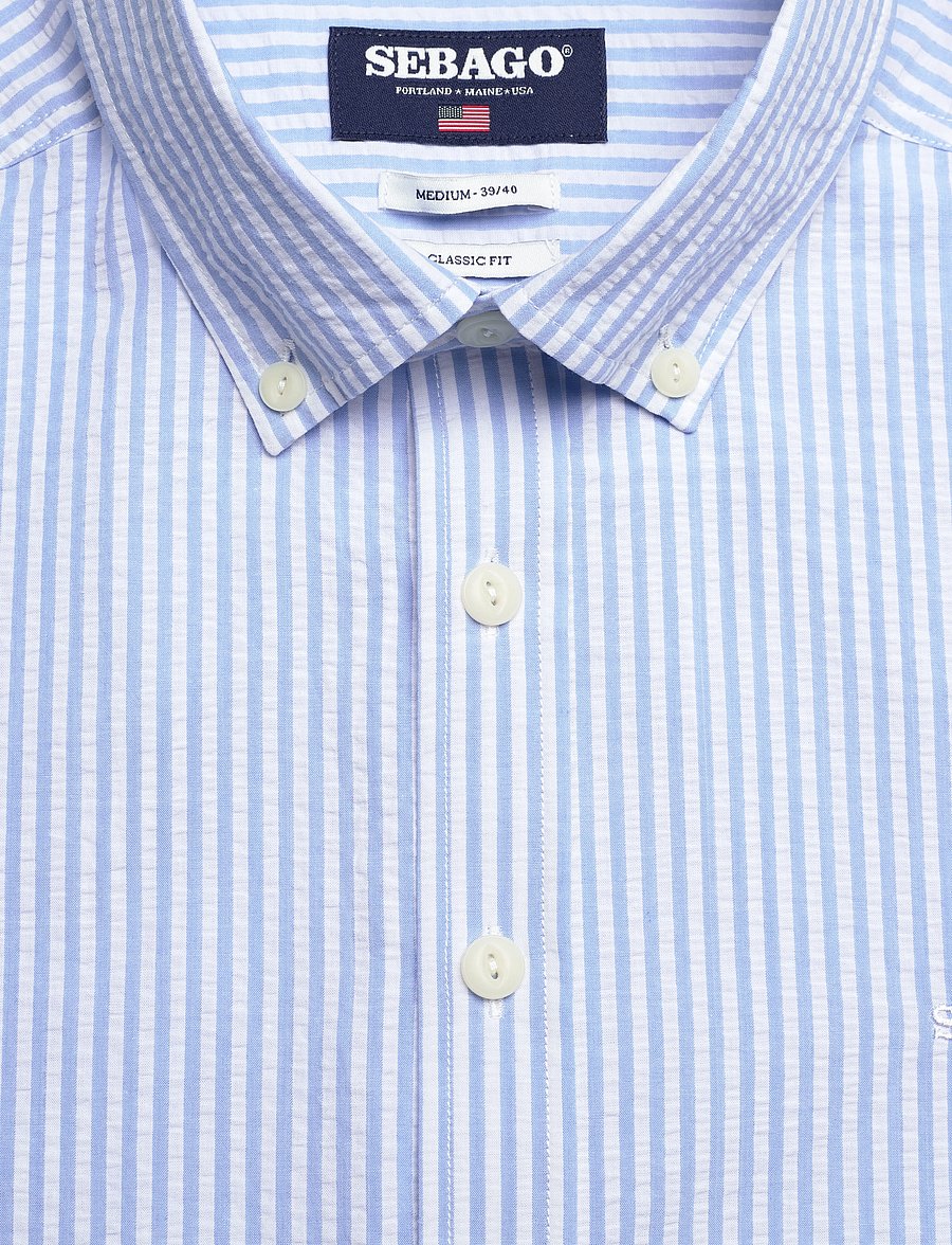Sebago - Seersucker BD Shirt - casual skjortor - lt. blue/white - 2