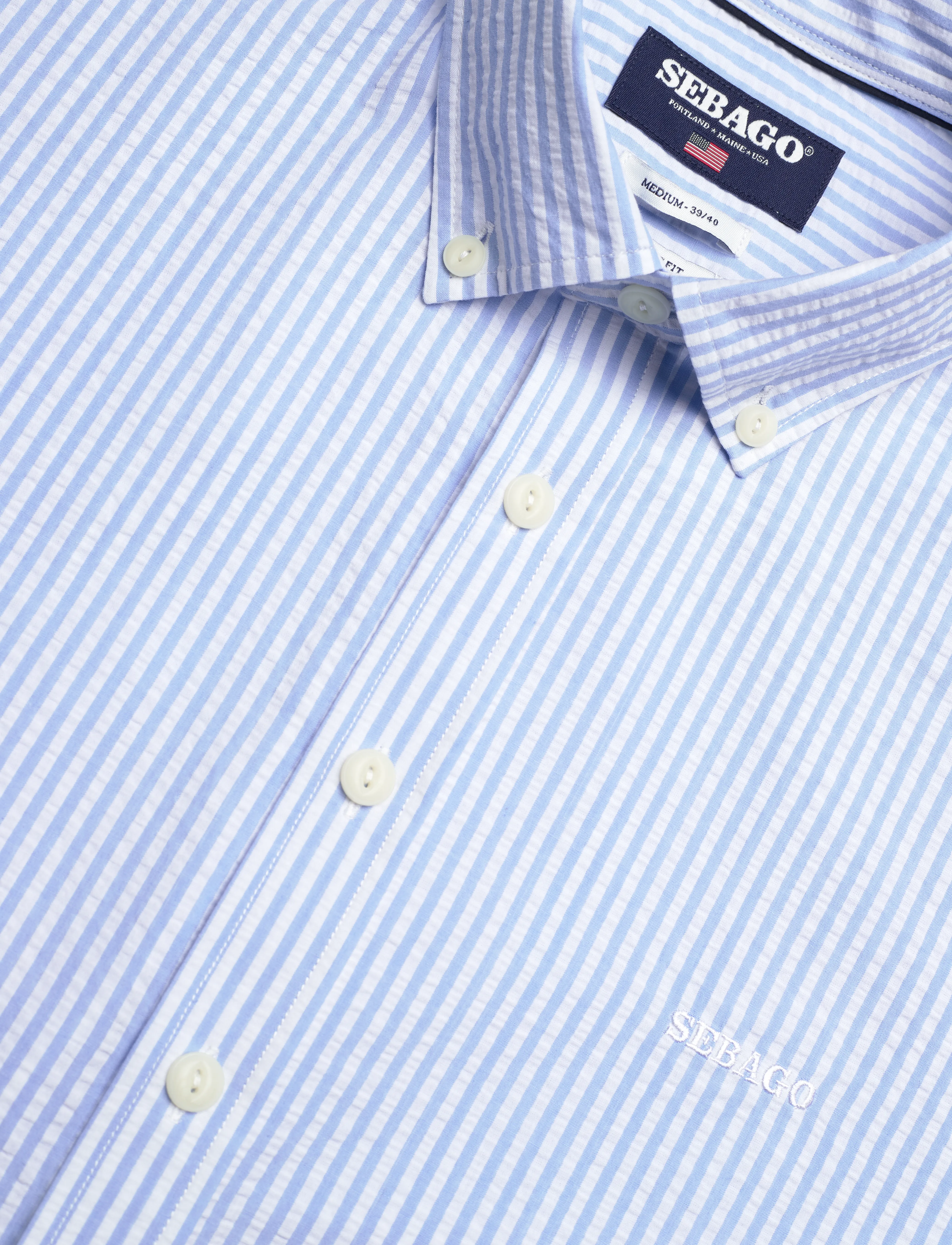 Sebago - Seersucker BD Shirt - casual skjortor - lt. blue/white - 3