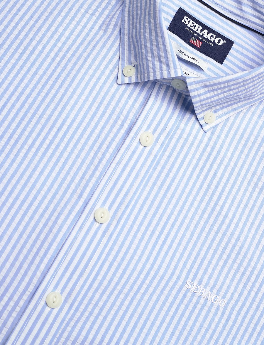 Sebago - Seersucker BD Shirt - casual skjortor - lt. blue/white - 3
