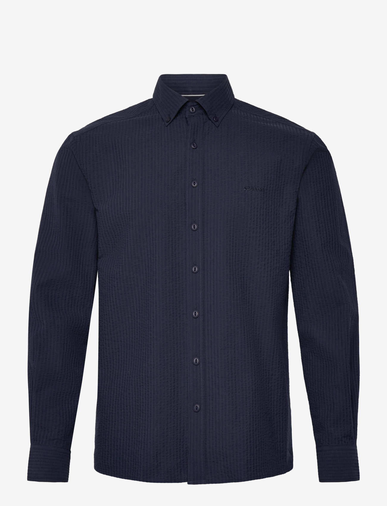 Sebago - Seersucker BD Shirt - vabaajasärgid - navy - 0