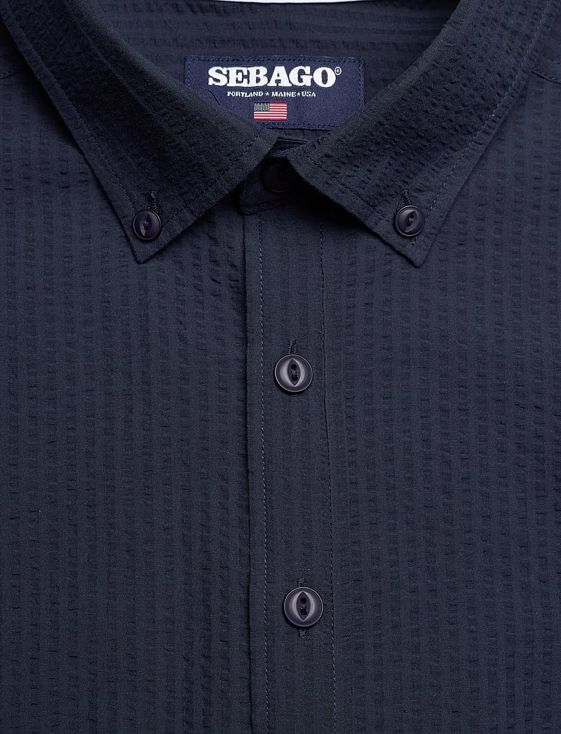 Sebago - Seersucker BD Shirt - vabaajasärgid - navy - 2