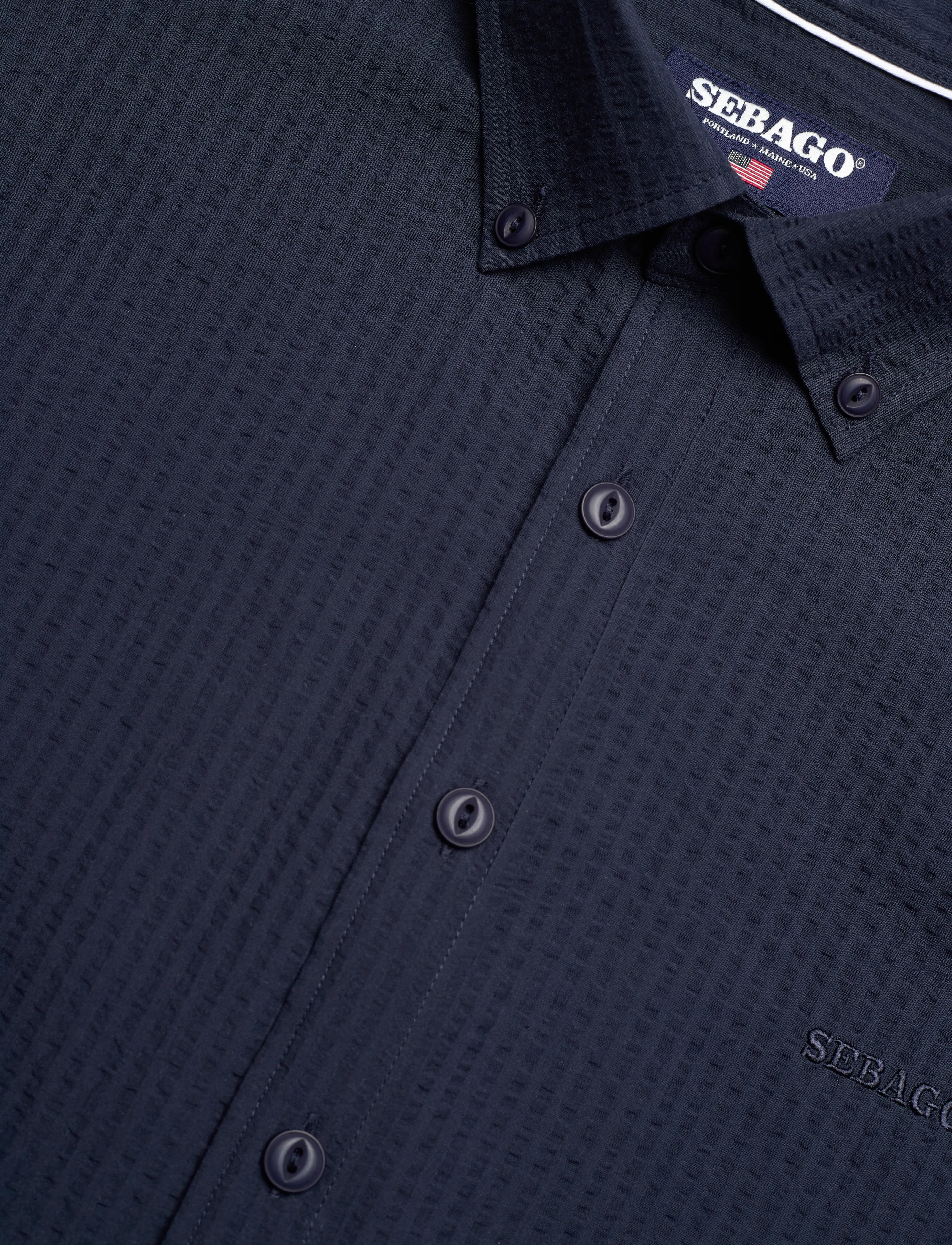 Sebago - Seersucker BD Shirt - casual skjorter - navy - 3