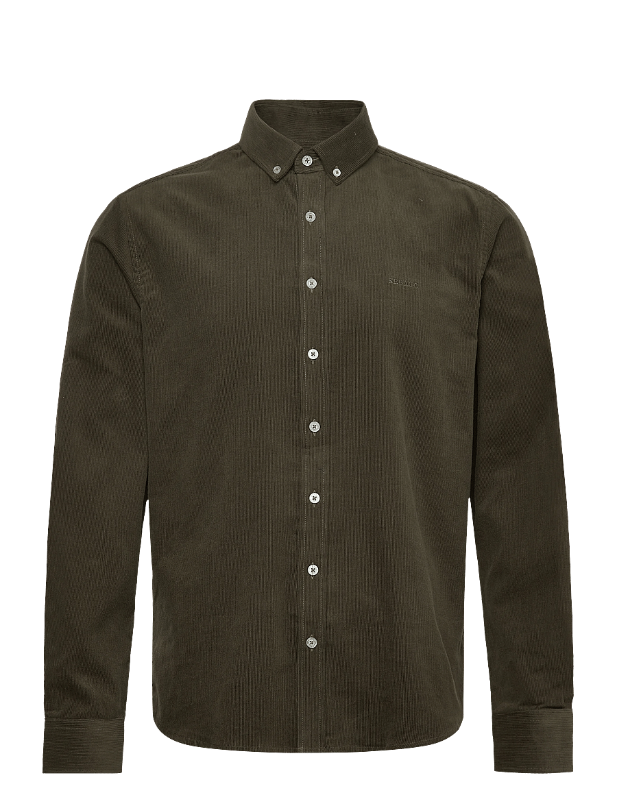 Sebago - Cord BD Shirt - corduroy shirts - dark sage - 0