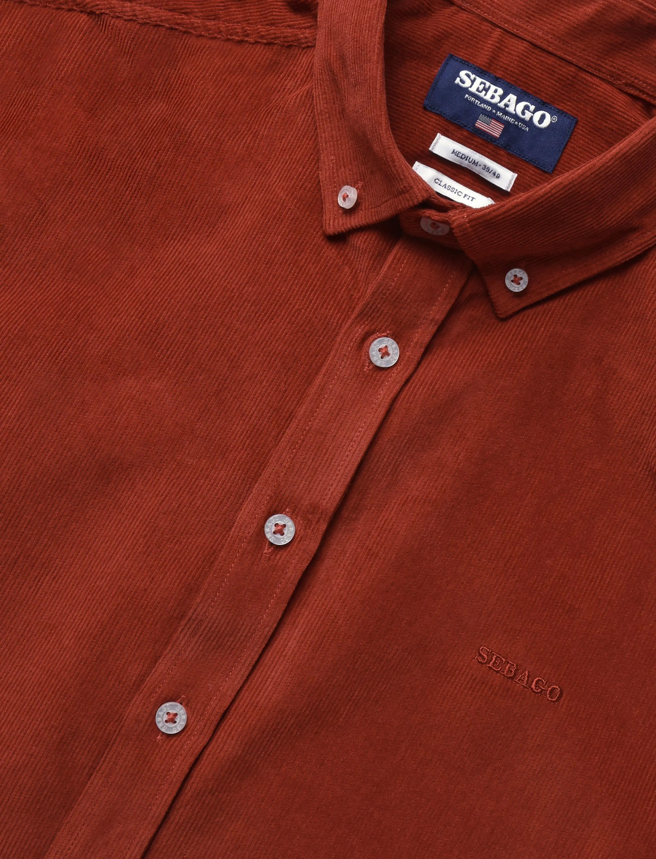 Sebago - Cord BD Shirt - corduroy shirts - rust - 2