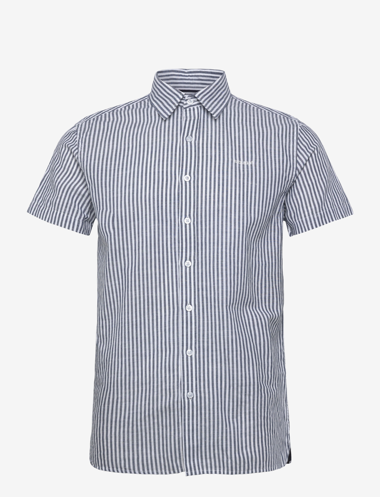 Sebago - SS Striped Linen Blend Shirt - striped shirts - navy/white - 0