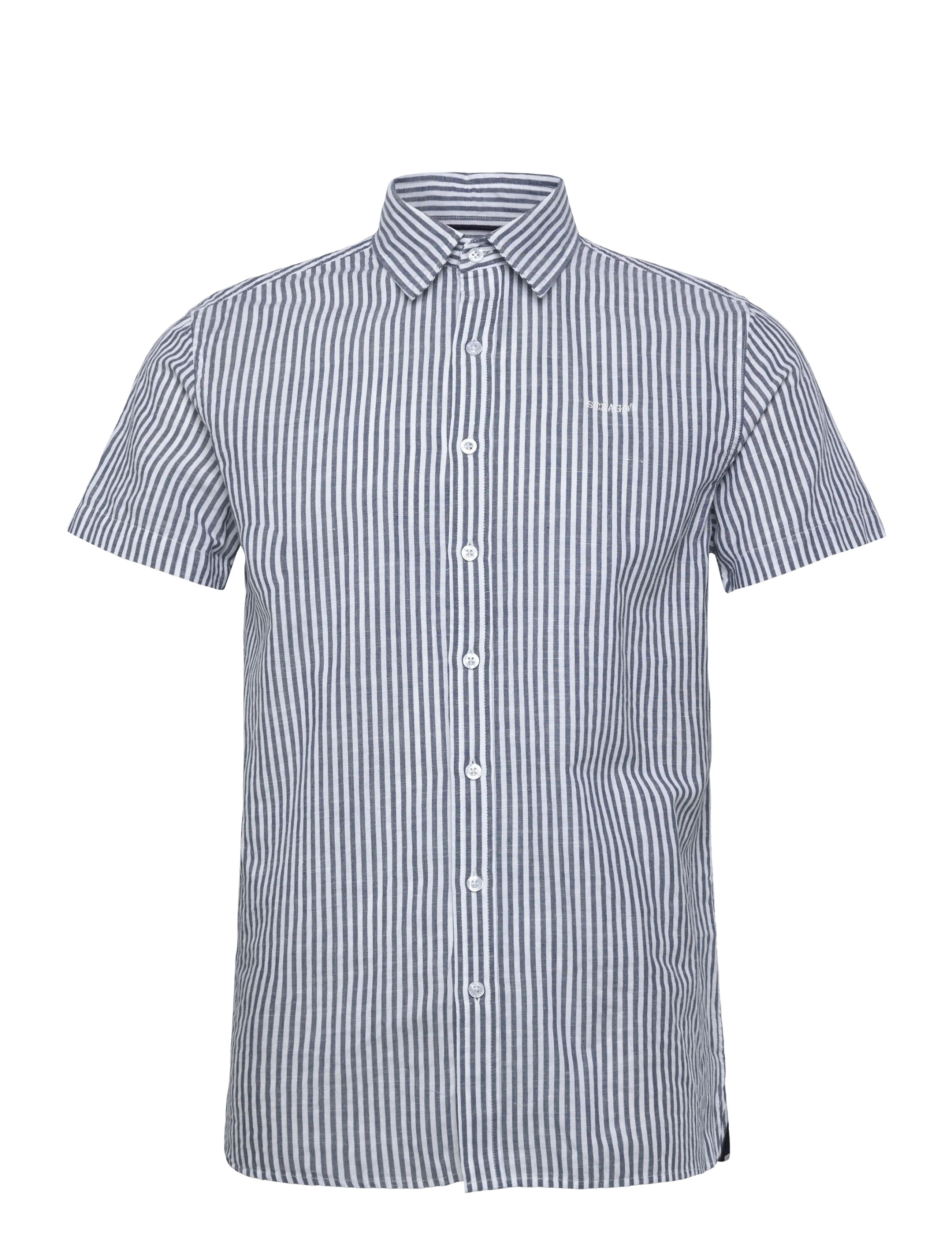 Sebago SS Striped Linen Blend Shirt - Spring Wardrobe - NAVY/WHITE / blue