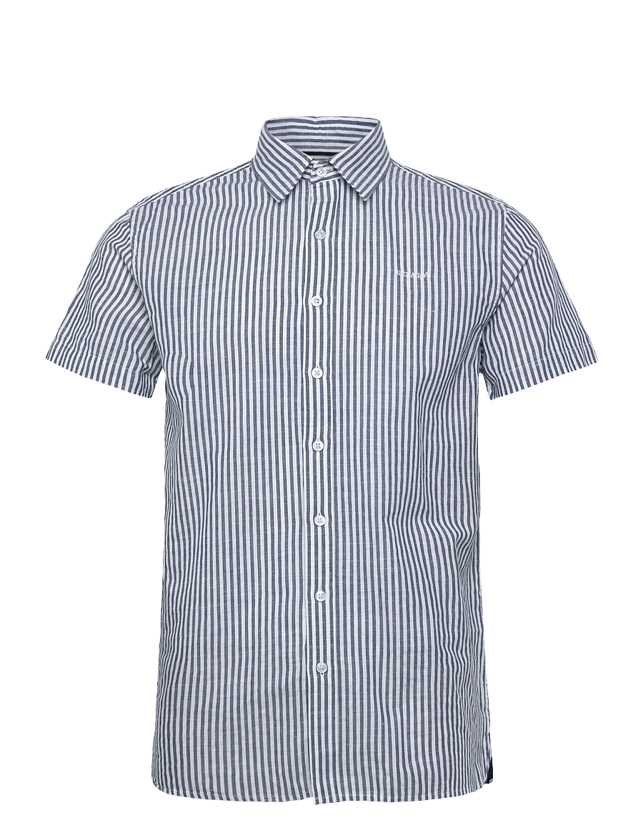 Sebago - SS Striped Linen Blend Shirt - gestreifte hemden - navy/white - 0