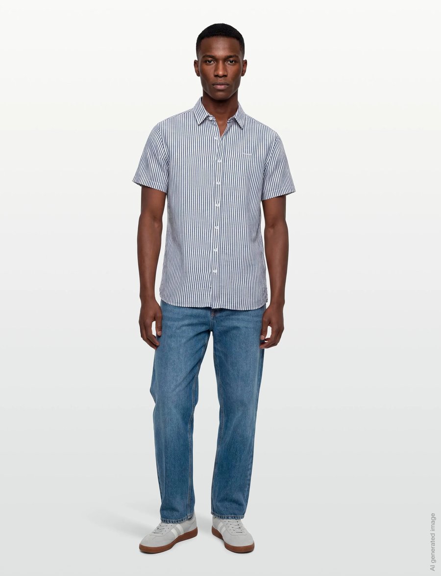 Sebago - SS Striped Linen Blend Shirt - gestreifte hemden - navy/white - 0