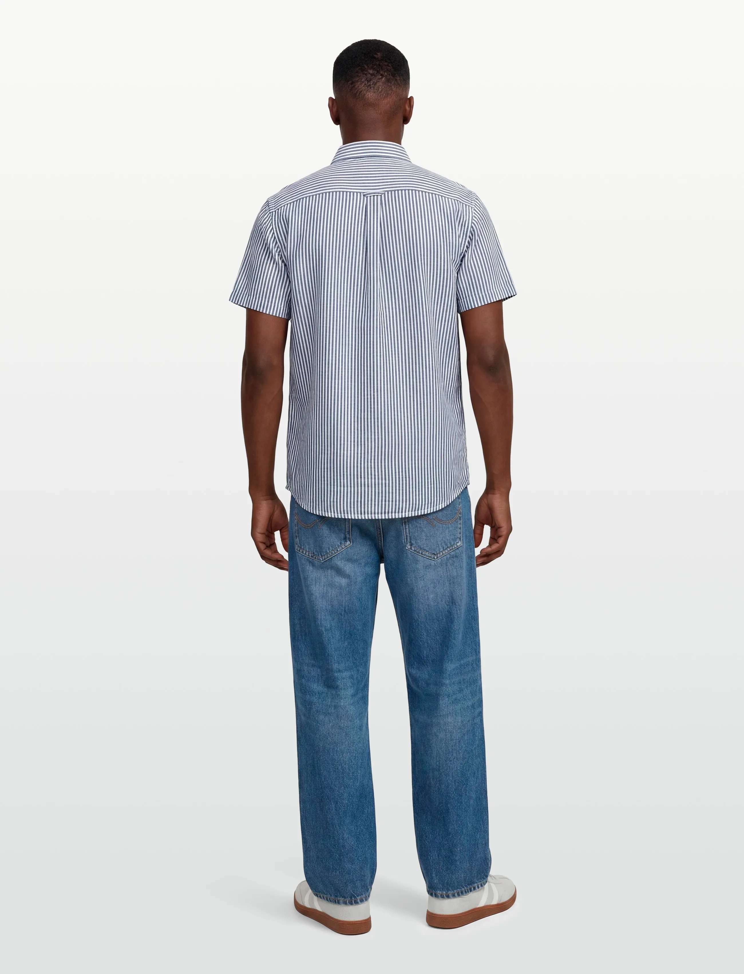 Sebago - SS Striped Linen Blend Shirt - leinenhemden - navy/white - 4