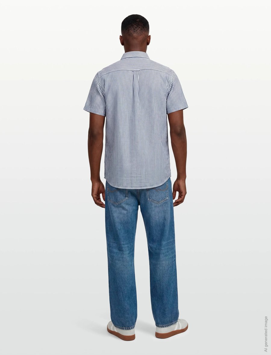 Sebago - SS Striped Linen Blend Shirt - gestreifte hemden - navy/white - 4