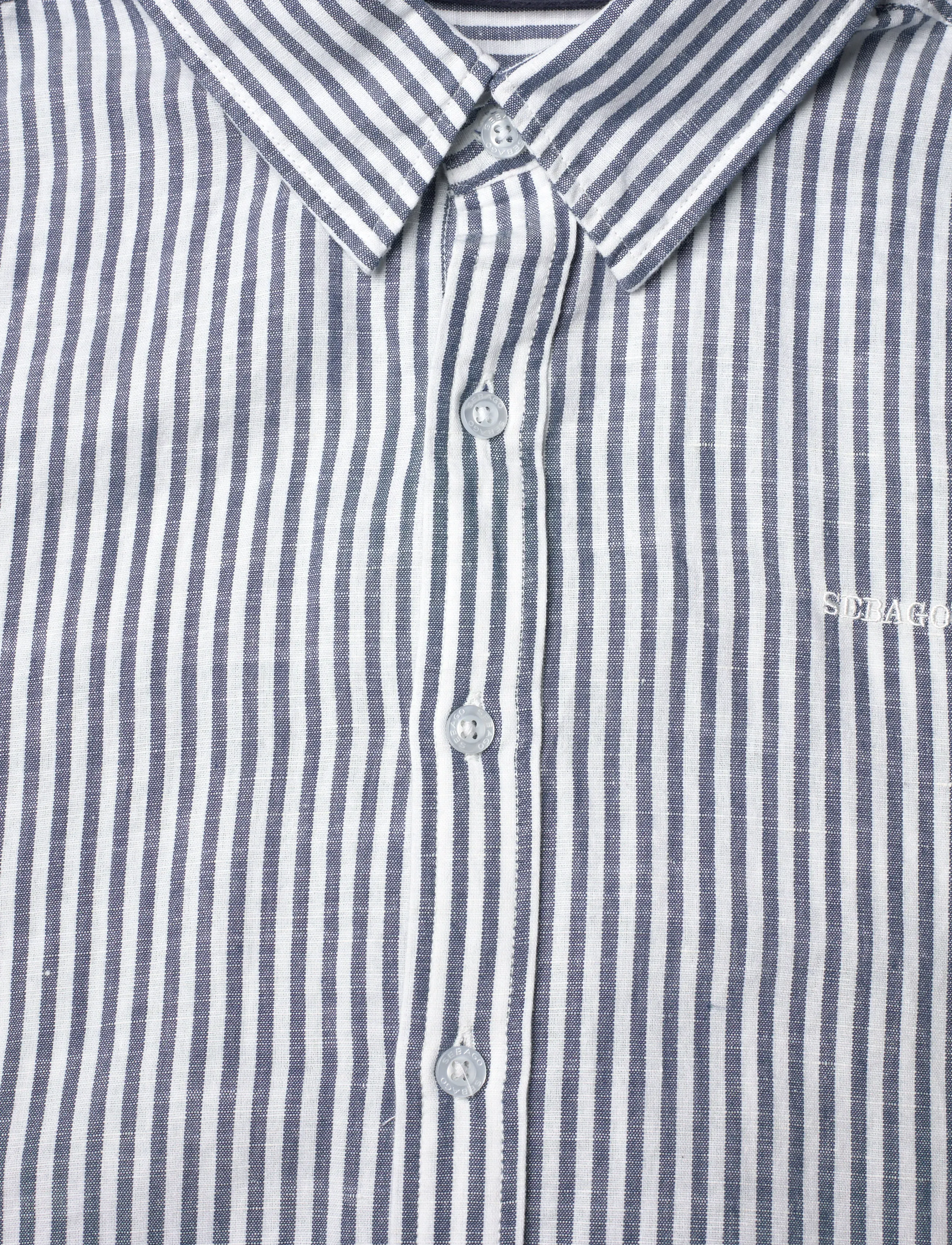 Sebago - SS Striped Linen Blend Shirt - gestreifte hemden - navy/white - 2