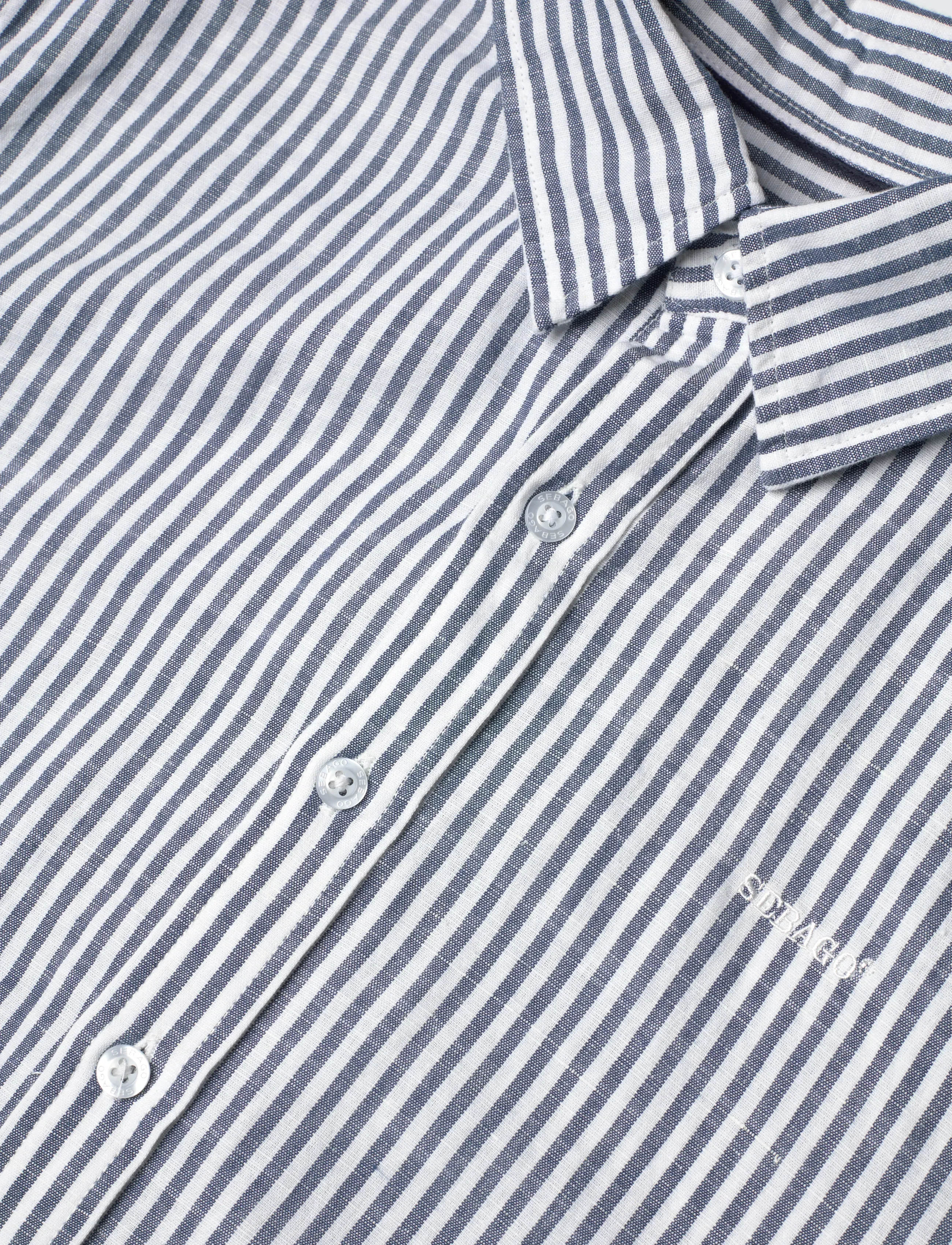 Sebago - SS Striped Linen Blend Shirt - gestreifte hemden - navy/white - 3