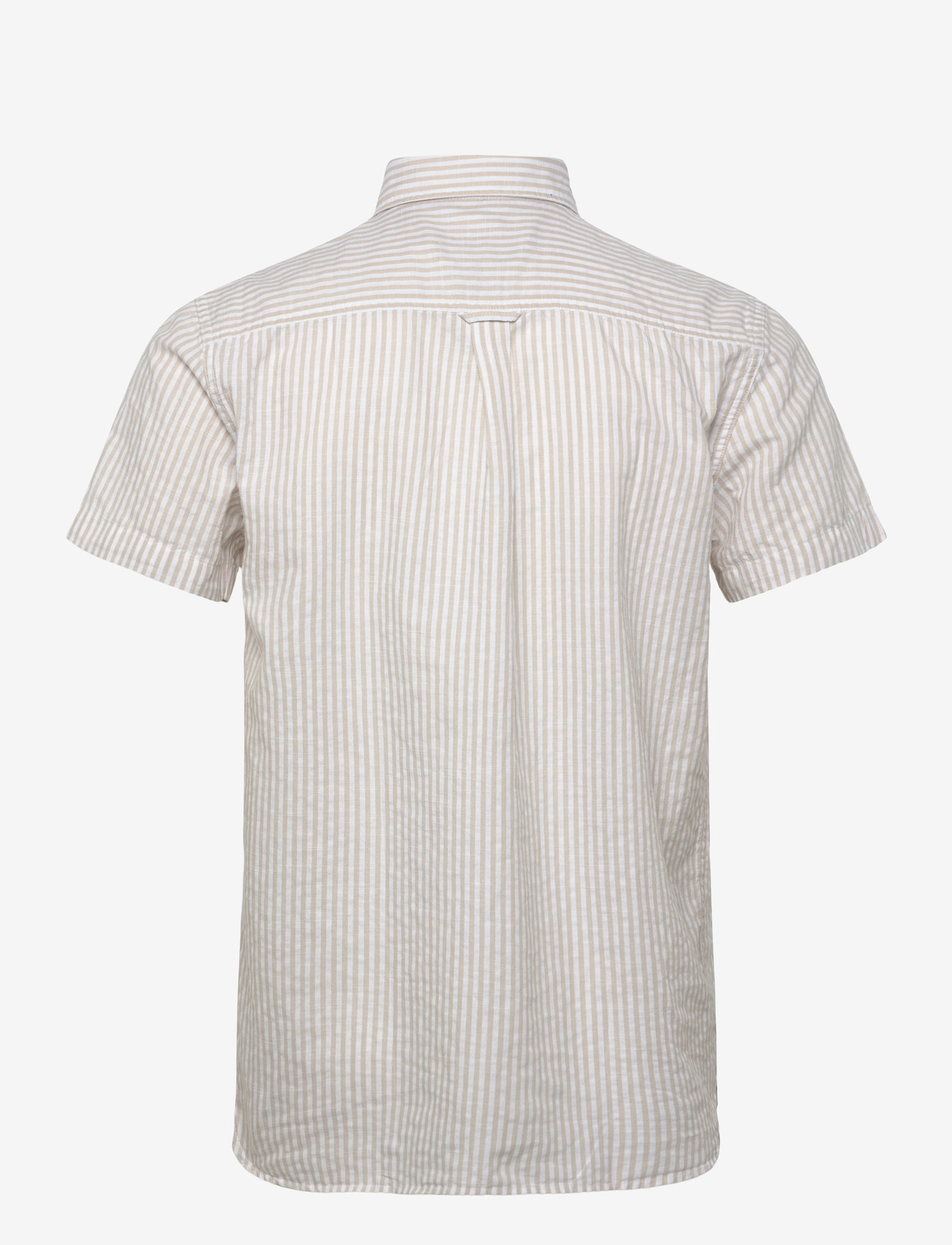 Sebago - SS Striped Linen Blend Shirt - stribede skjorter - sand/white - 1