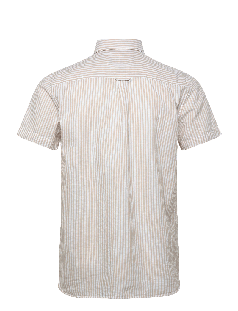 Sebago - SS Striped Linen Blend Shirt - stribede skjorter - sand/white - 1