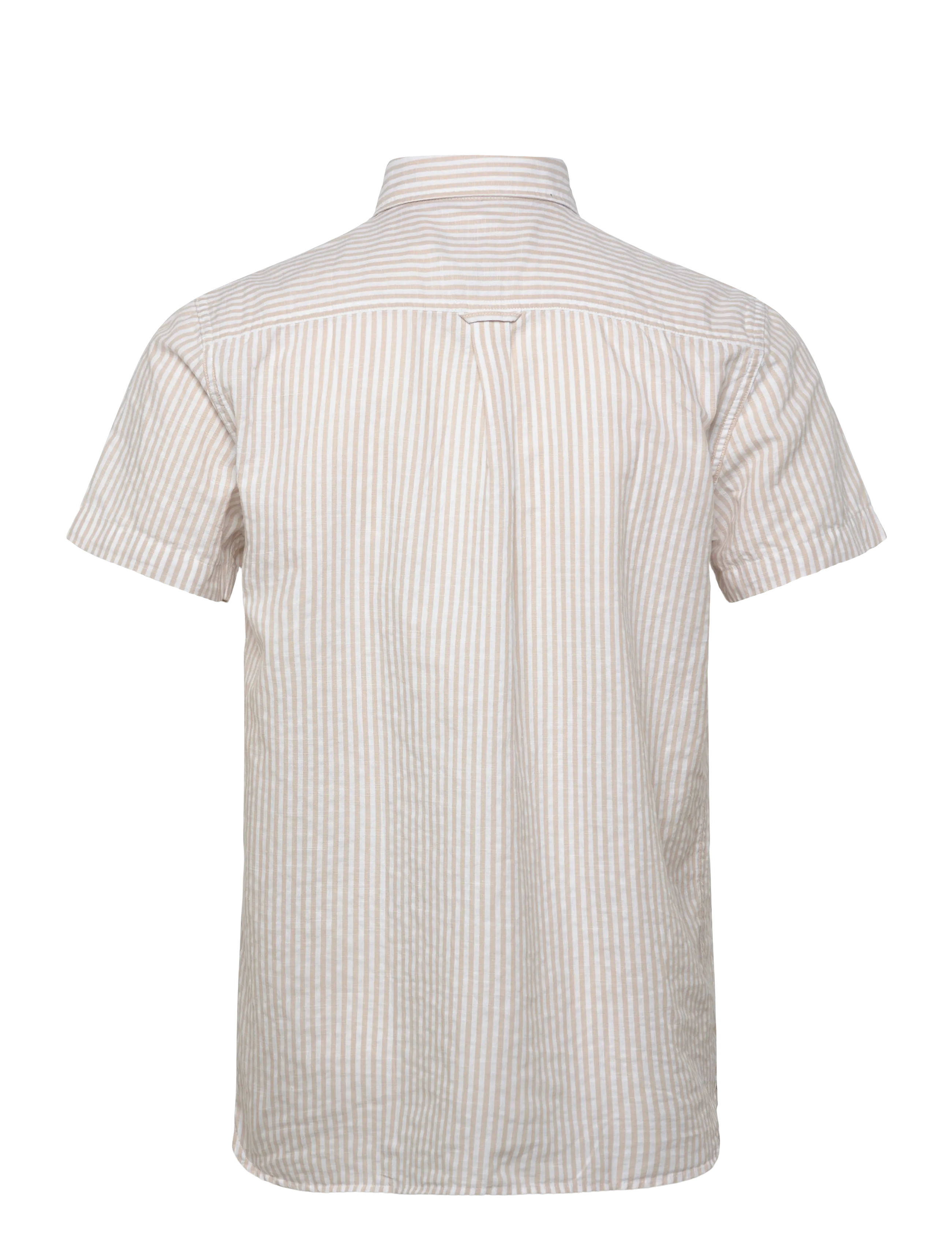 Sebago - SS Striped Linen Blend Shirt - randiga skjortor - sand/white - 1