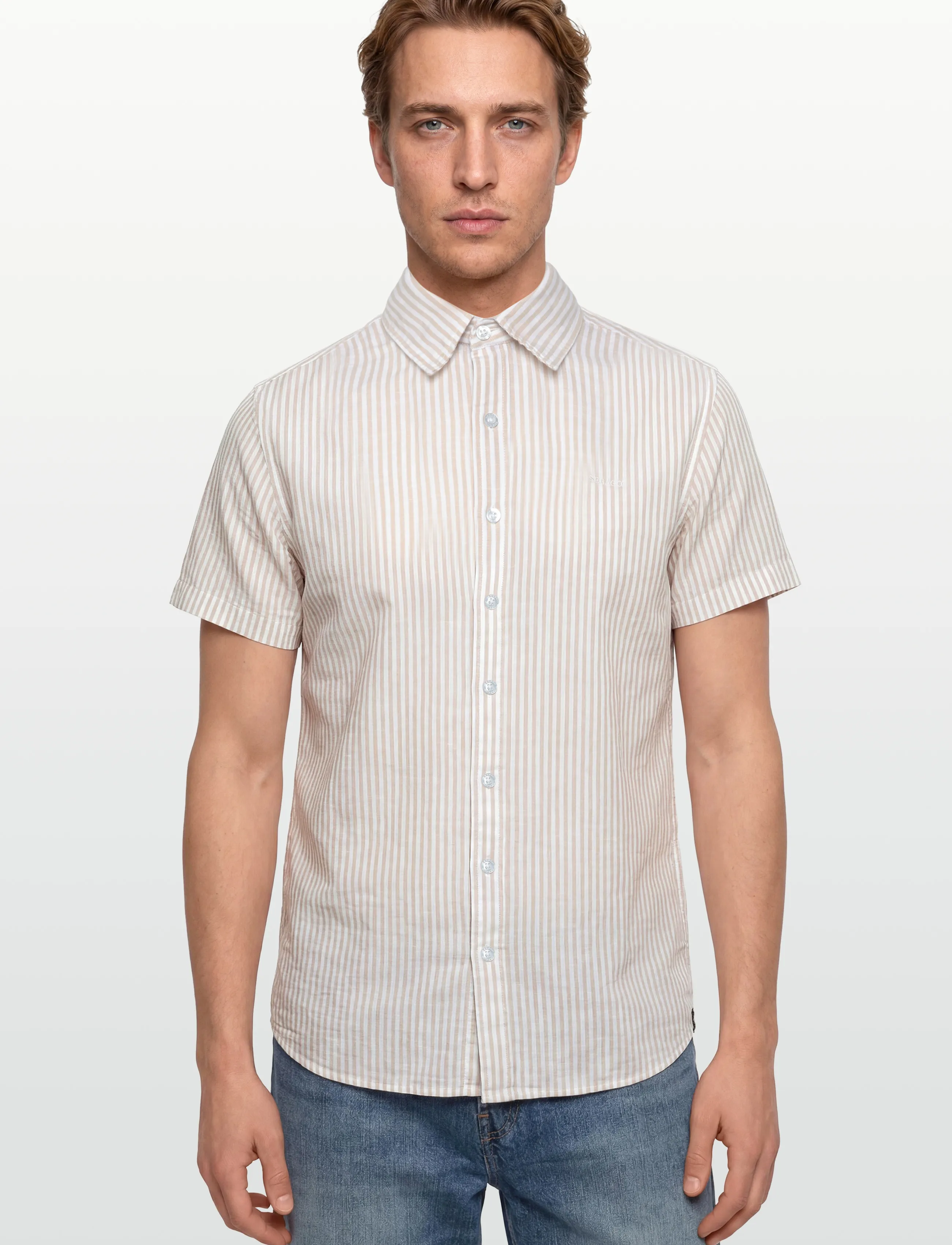 Sebago - SS Striped Linen Blend Shirt - gestreifte hemden - sand/white - 3