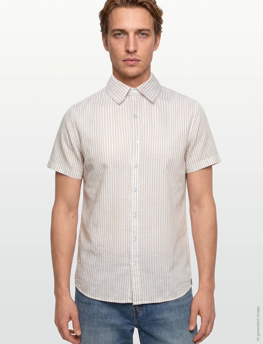 Sebago - SS Striped Linen Blend Shirt - gestreifte hemden - sand/white - 3