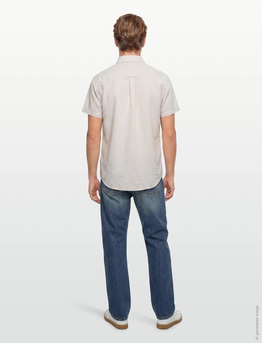 Sebago - SS Striped Linen Blend Shirt - gestreifte hemden - sand/white - 4