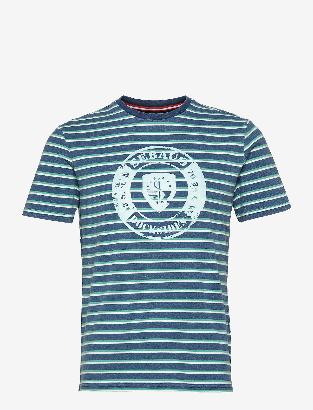 Sebago - Docksides Striped Logo Tee - green/navy - 0
